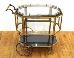 Italian Mid-Century Modern Dessert or Pastry Cart in Brass & Glass