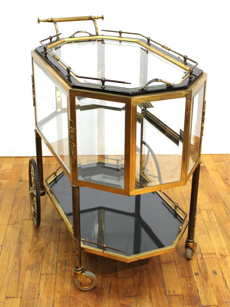 Italian MidCentury Modern Dessert or Pastry Cart in Brass and Glass at