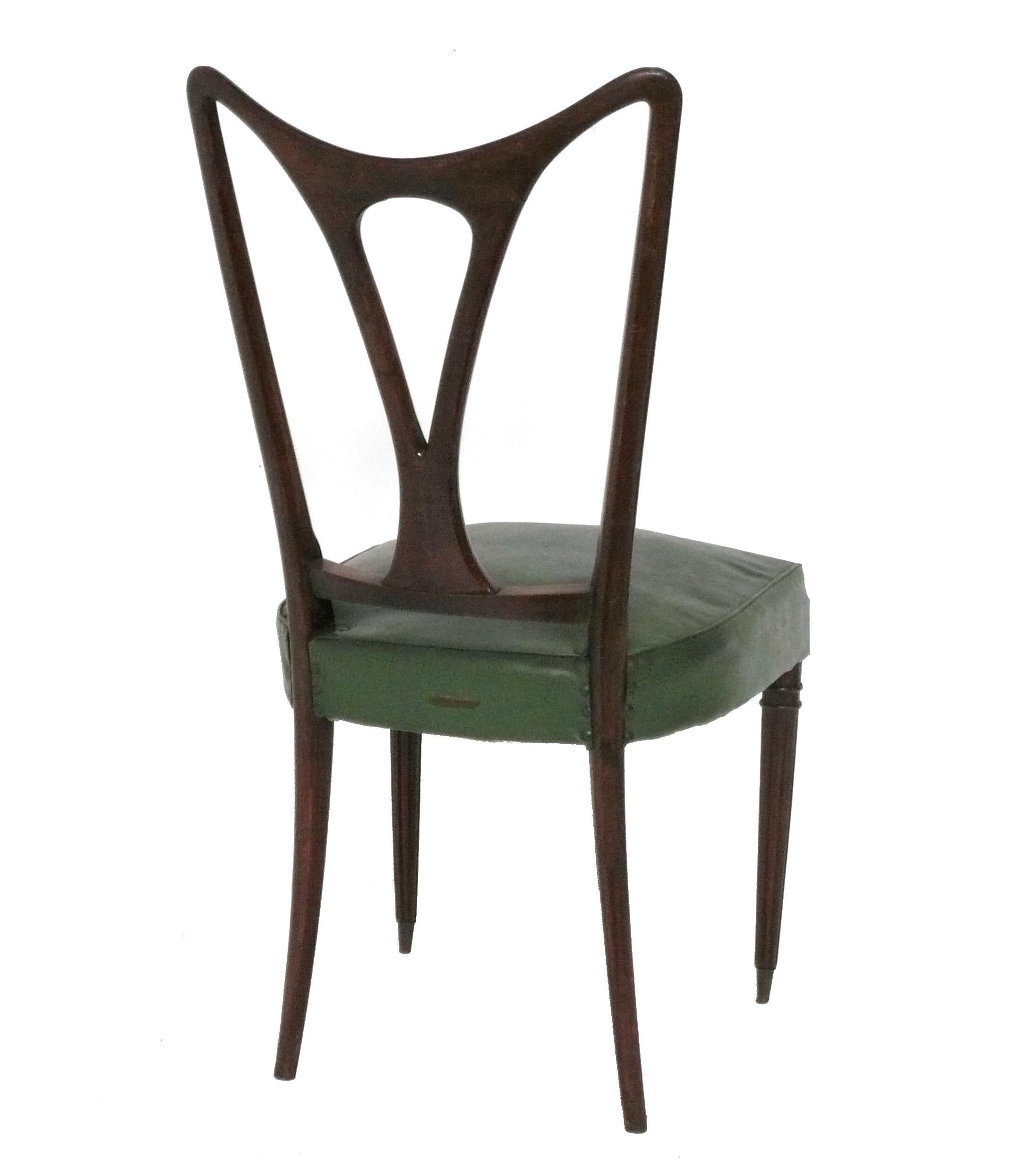 Italienische Mid Century Modern Esszimmerstühle Satz von vier neu lackiert neu gepolstert im Zustand „Gut“ im Angebot in Atlanta, GA