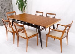 Table de salle à manger italienne de style mi-siècle moderne, 8 chaises, ensemble de nouveaux sièges en lin