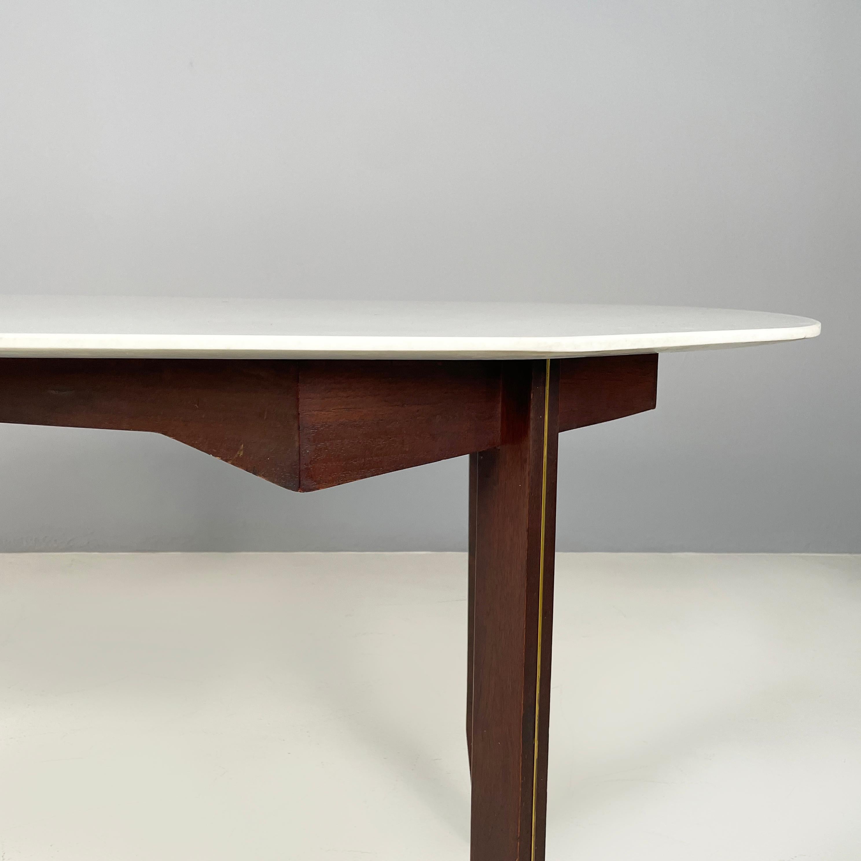 Italian mid-century modern Dining table in marble, wood and bass, 1960s For Sale 2