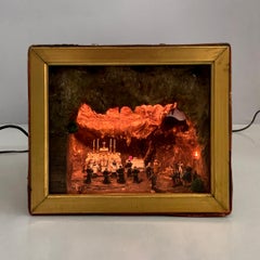 Italian mid-century modern diorama box with religious celebration scene, 1950s