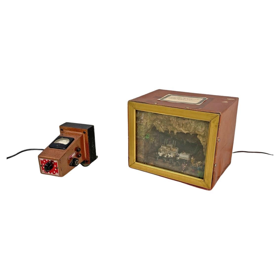 Italian mid-century modern diorama box with religious celebration scene, 1950s
