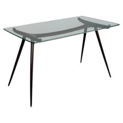 Italian mid-century modern disassemblable coffee table in wood and glass, 1950s