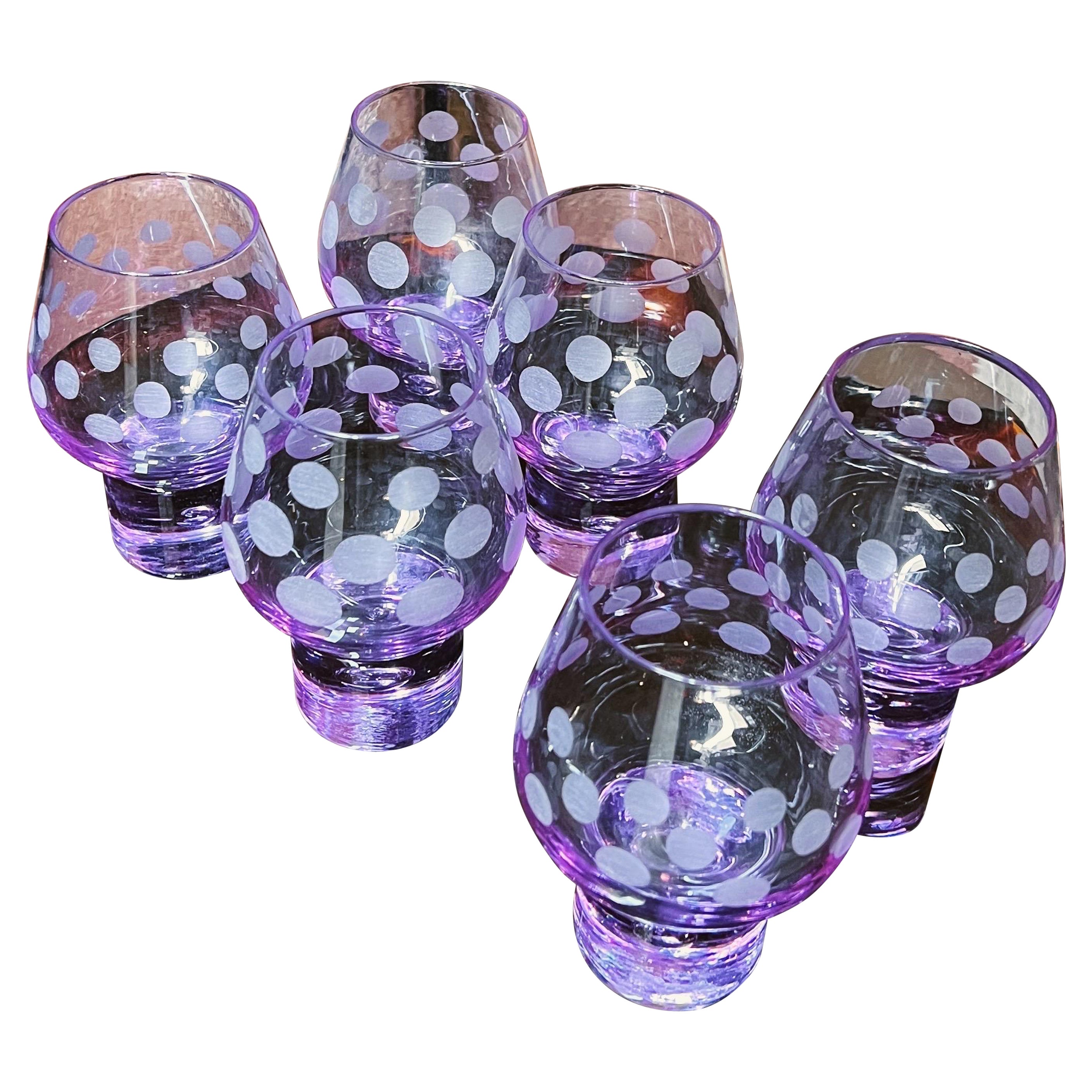 Italian Mid-Century Modern Dotted Purple Drink glasses by Arnolfo di Cambio