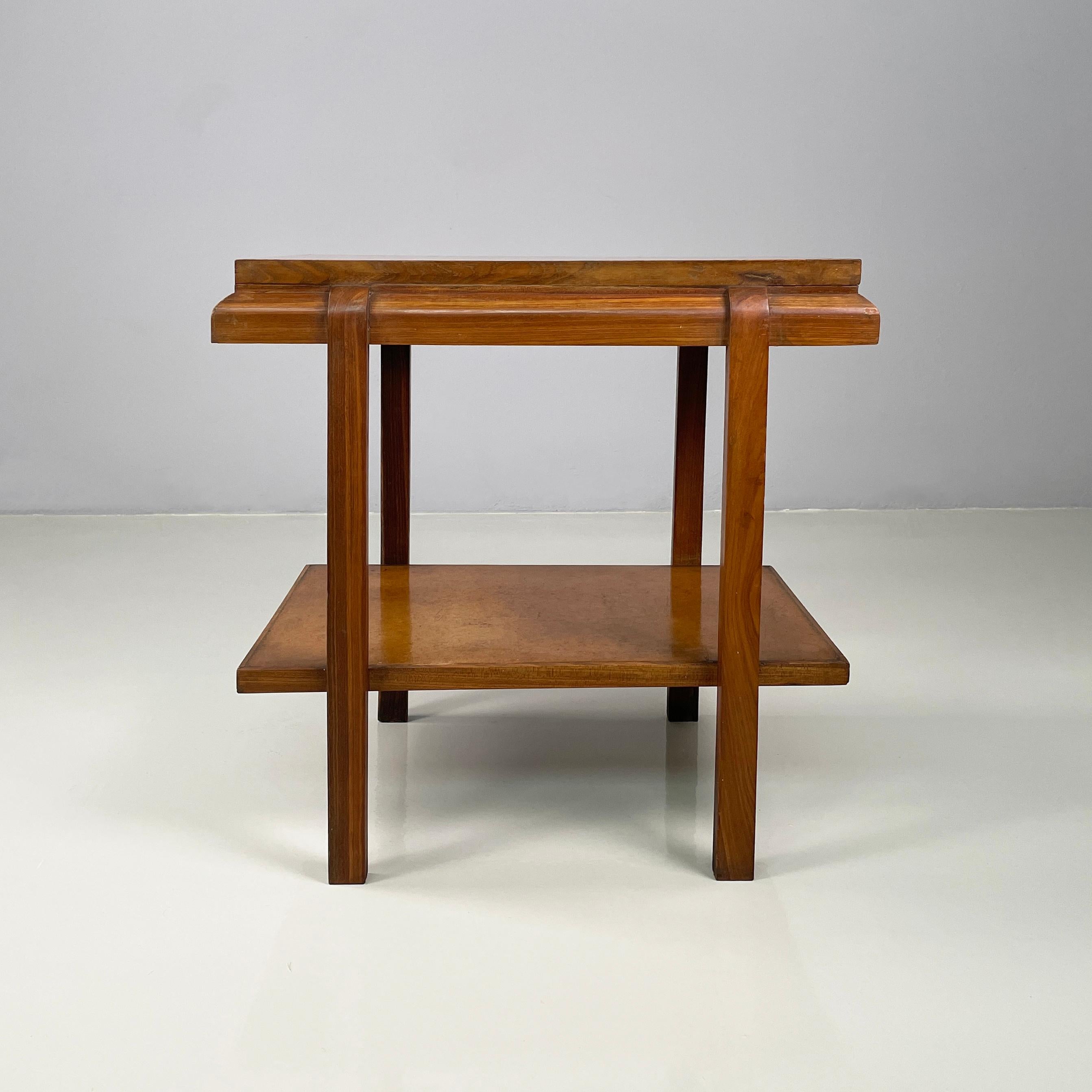 Italienischer moderner Doppelregal-Couchtisch aus der Mitte des Jahrhunderts aus Buxus und Holz 1930-1940 (Sonstiges) im Angebot