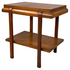 Mesa de centro italiana de mediados de siglo moderno Doble estante en buxus y madera 1930-1940