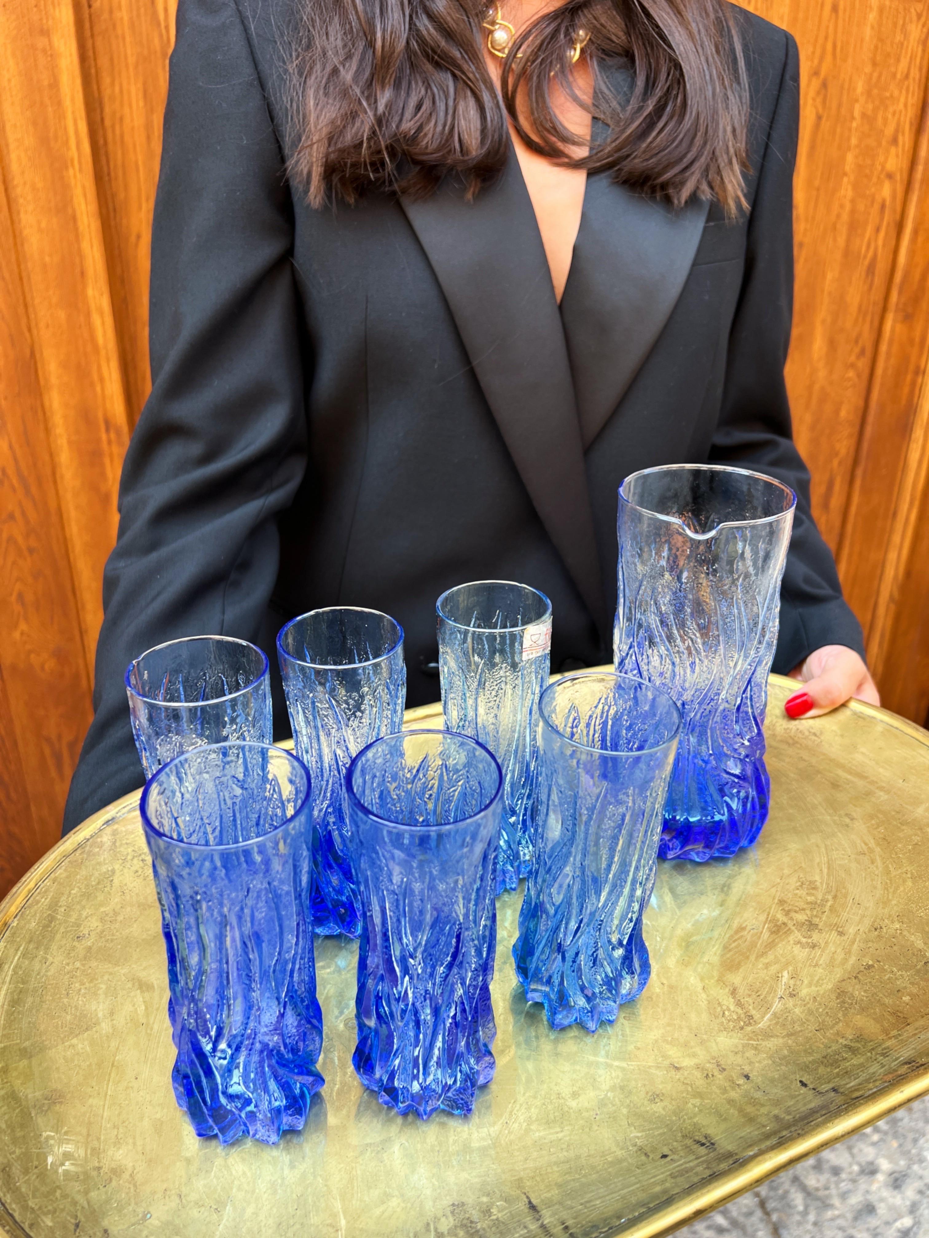 Italian Mid-Century Modern Drink glasses with carafe In Good Condition For Sale In Palermo, PA