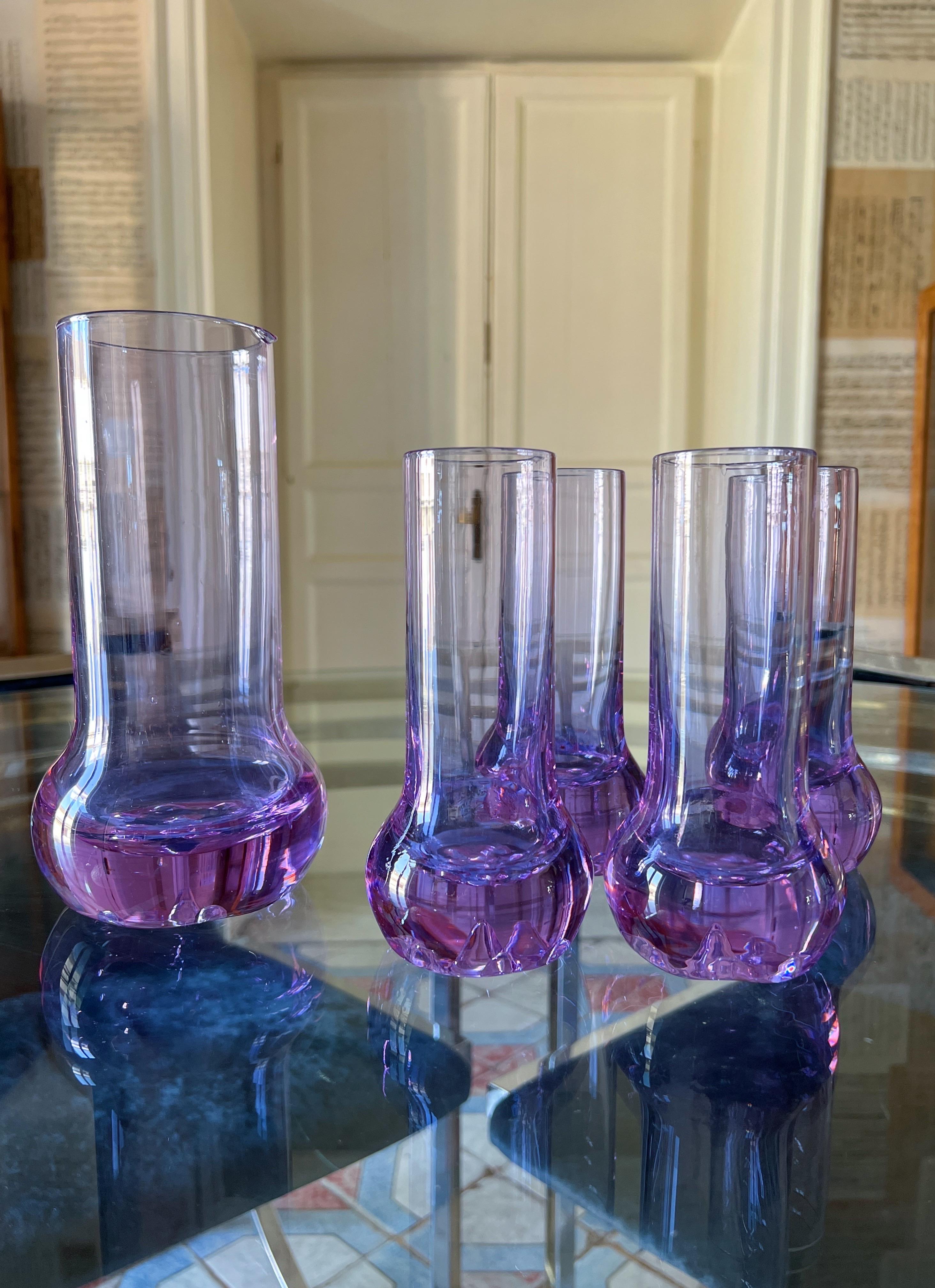 Italian Mid-Century Modern Drinking Glasses with caraffe by Arnolfo di Cambio In Good Condition In Palermo, PA