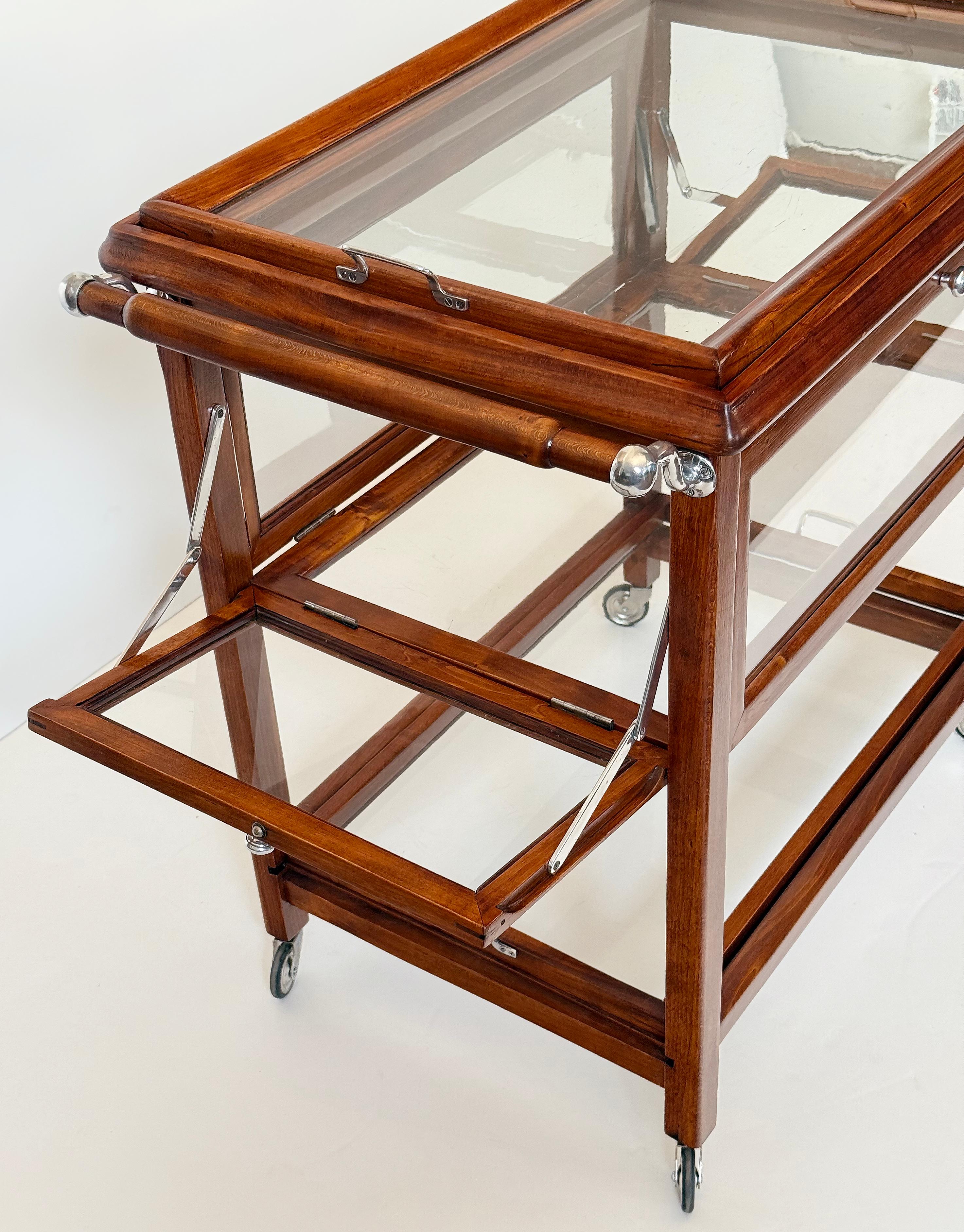 Italian Mid-Century Modern Drinks Trolley or Bar Cart with Removable Trays For Sale 5