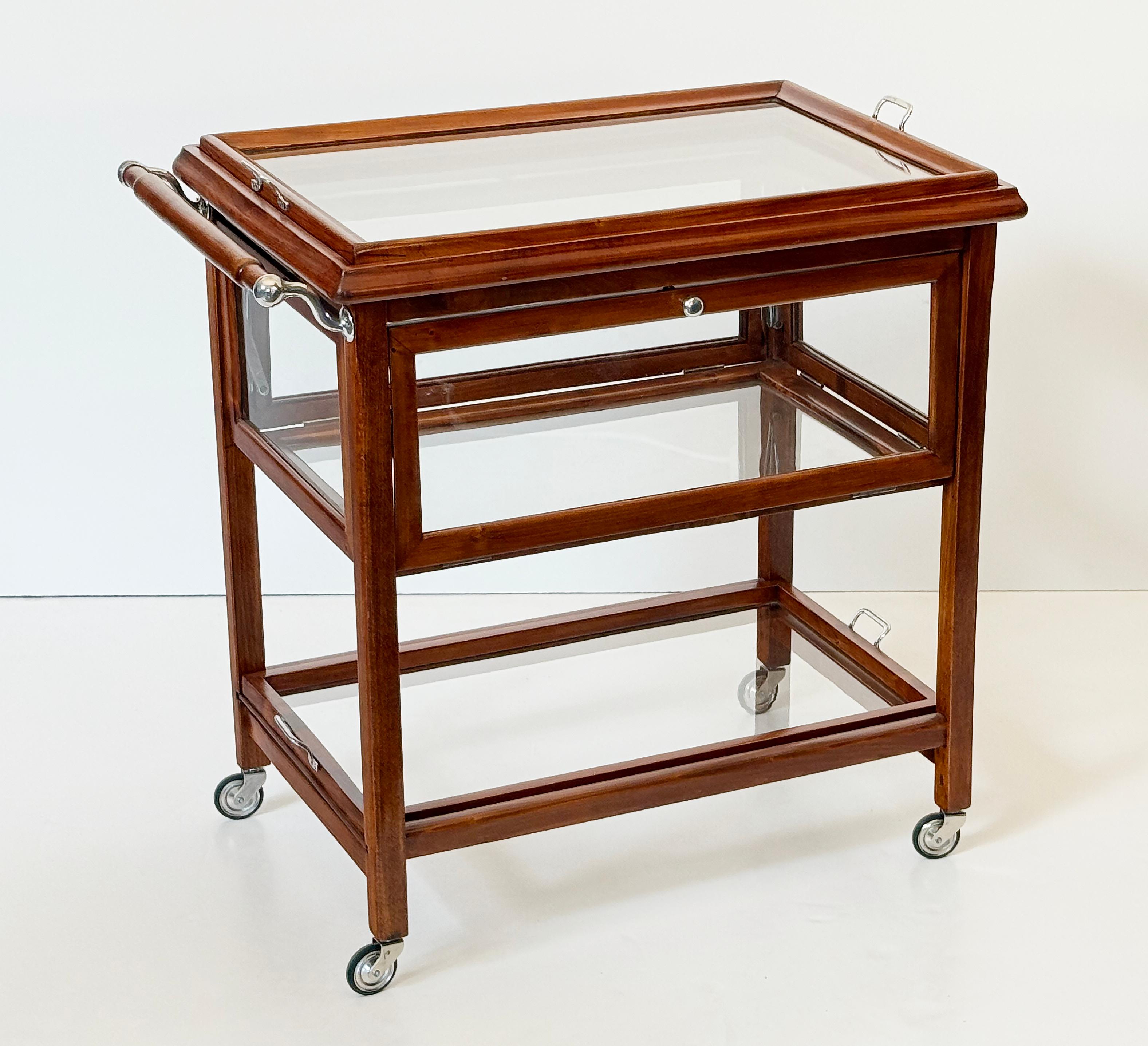 Italian Mid-Century Modern Drinks Trolley or Bar Cart with Removable Trays For Sale 12