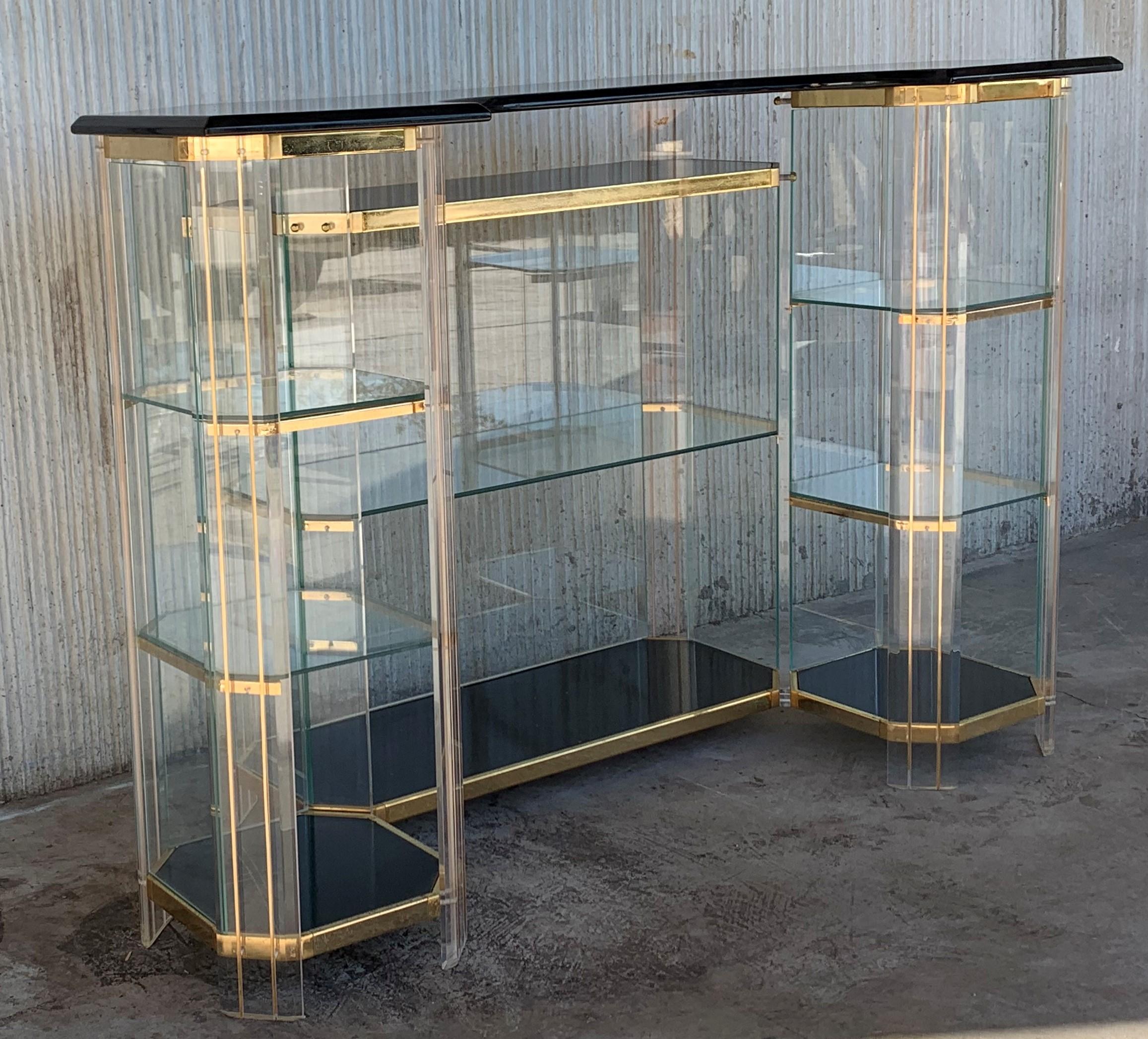 Italian Mid-Century Modern Dry Bar Set, Chrome, Lucite and Glass, Signed In Good Condition In Miami, FL