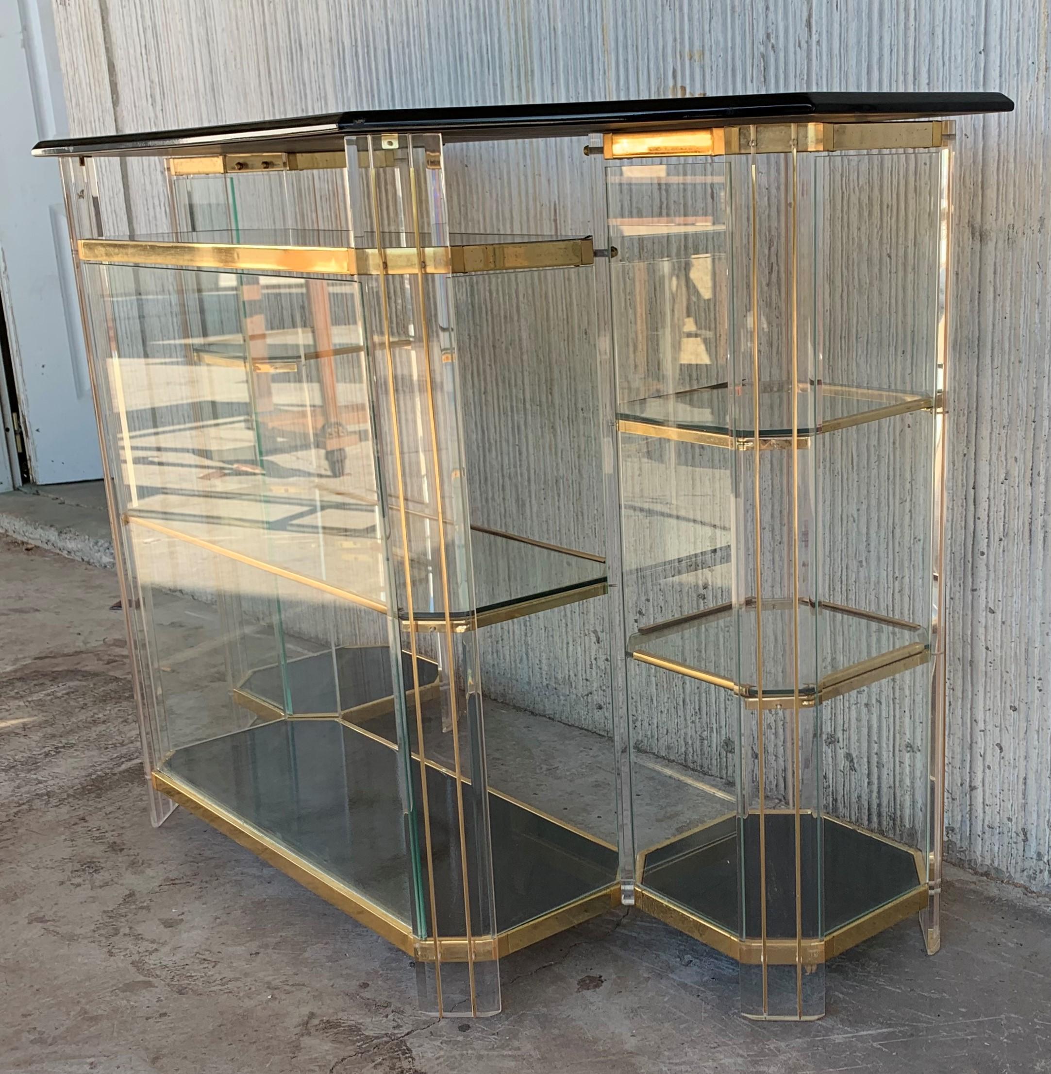 Italian Mid-Century Modern Dry Bar Set, Chrome, Lucite and Glass, Signed 4