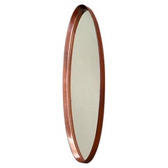 Italian Mid-Century Modern Elliptical Shaped Teak Mirror, 1960s
