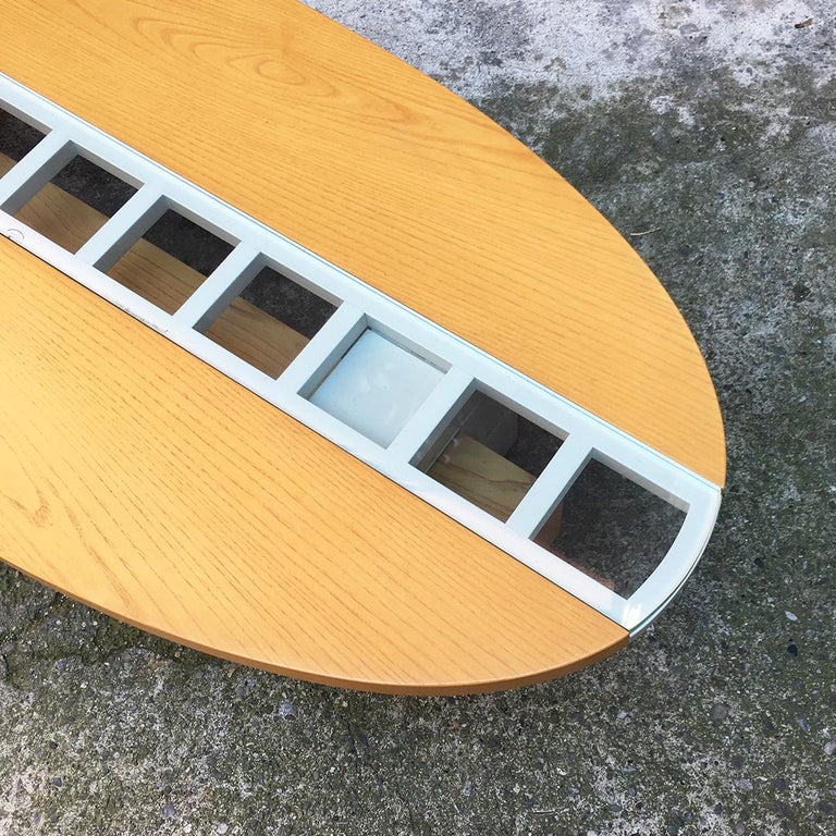 Late 20th Century Italian Mid-Century Modern Elliptical Solid Wood Coffee Table, 1980s For Sale