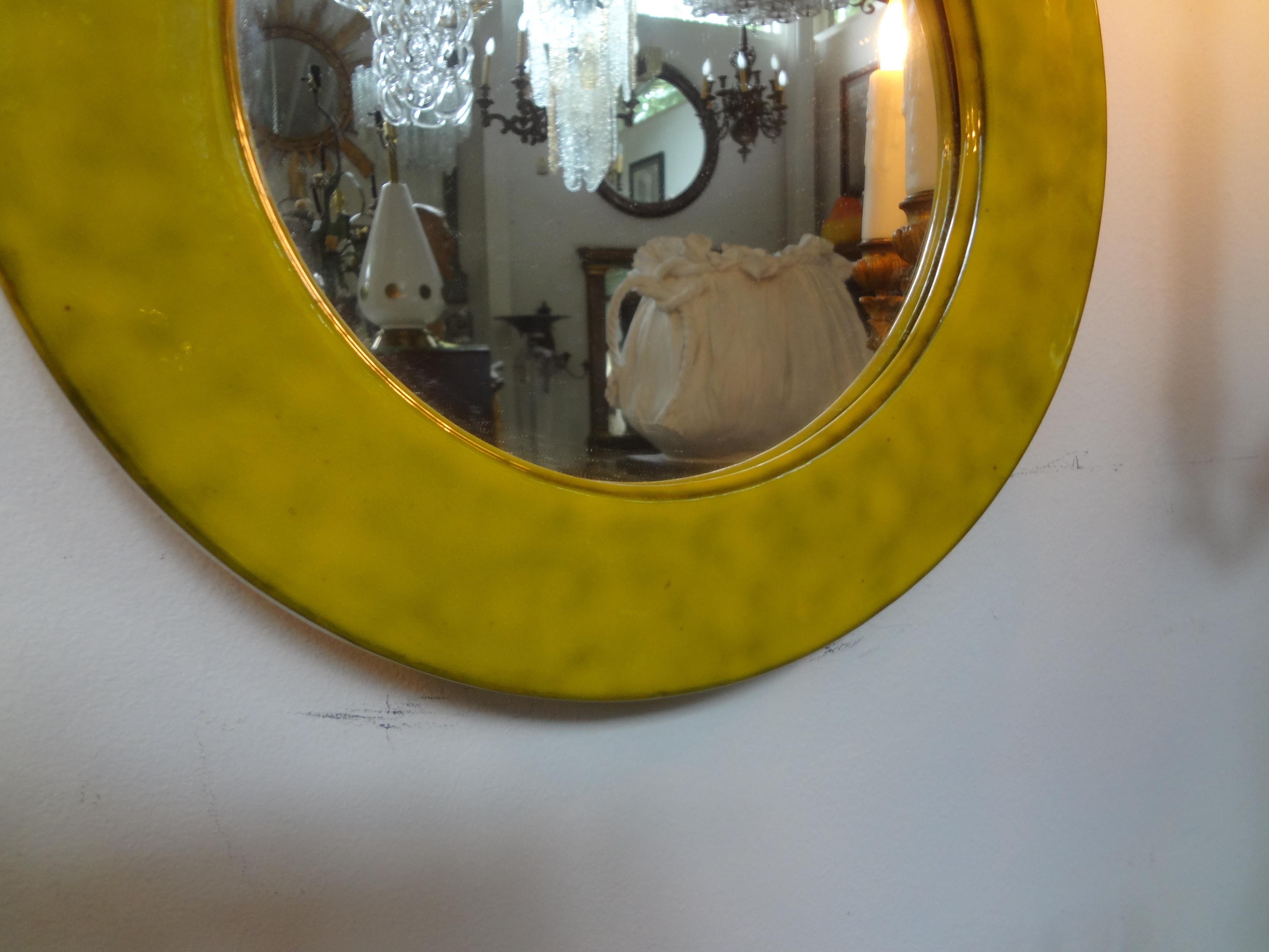 Italian Mid-Century Modern Enamel Mirror In Good Condition In Houston, TX