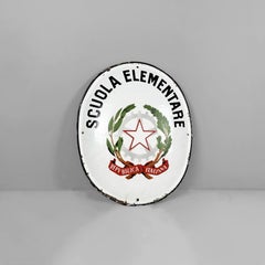 Italian mid century modern enamelled metal primary school sign, 1960s