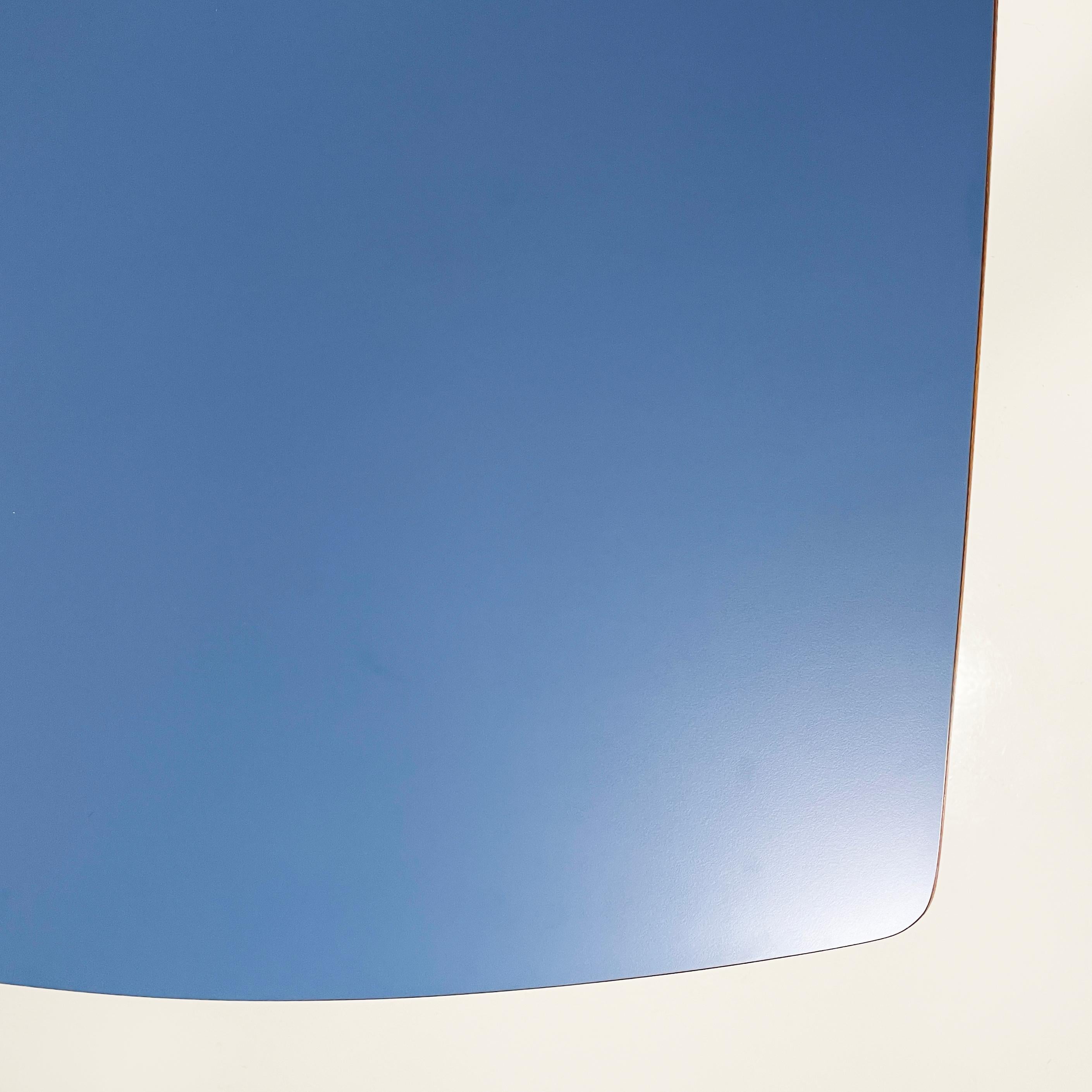 Italian mid-century modern extendable dining table in wood and blue formica 1960 2