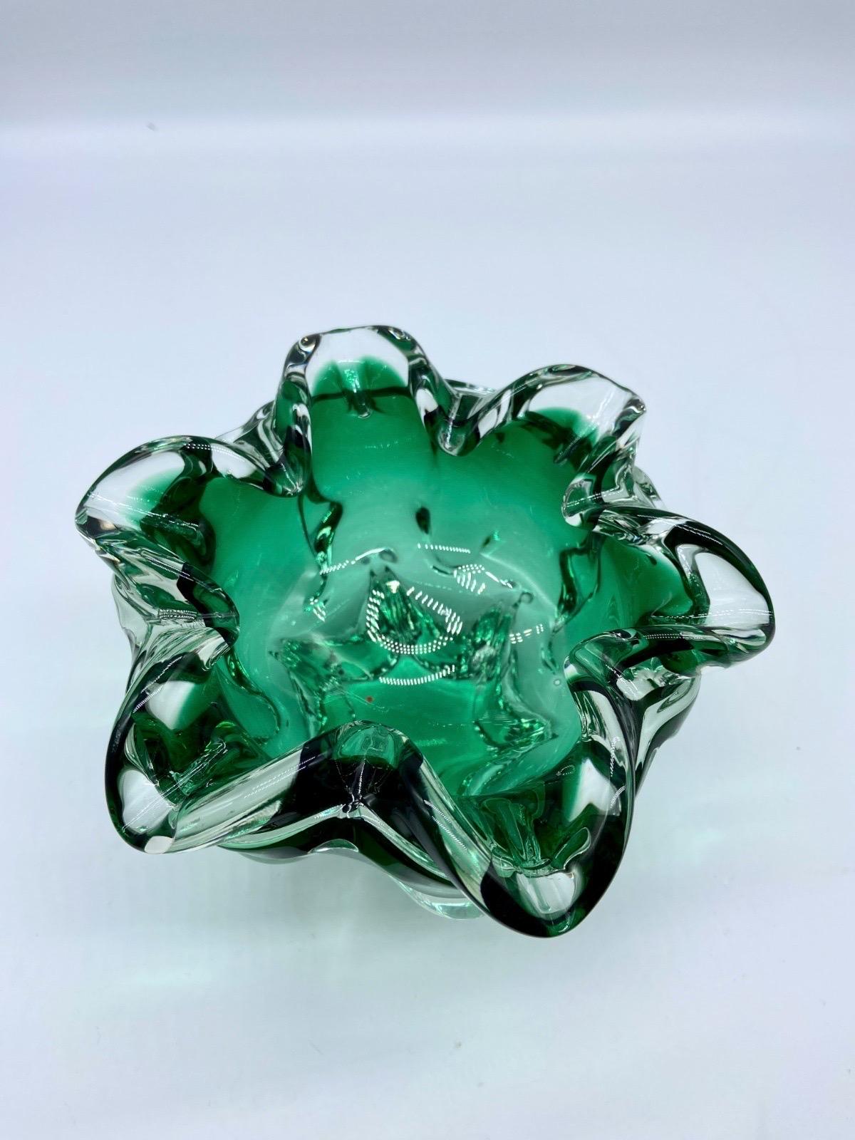 Glass Italian Mid-century modern extravagance glass figure ashtray For Sale