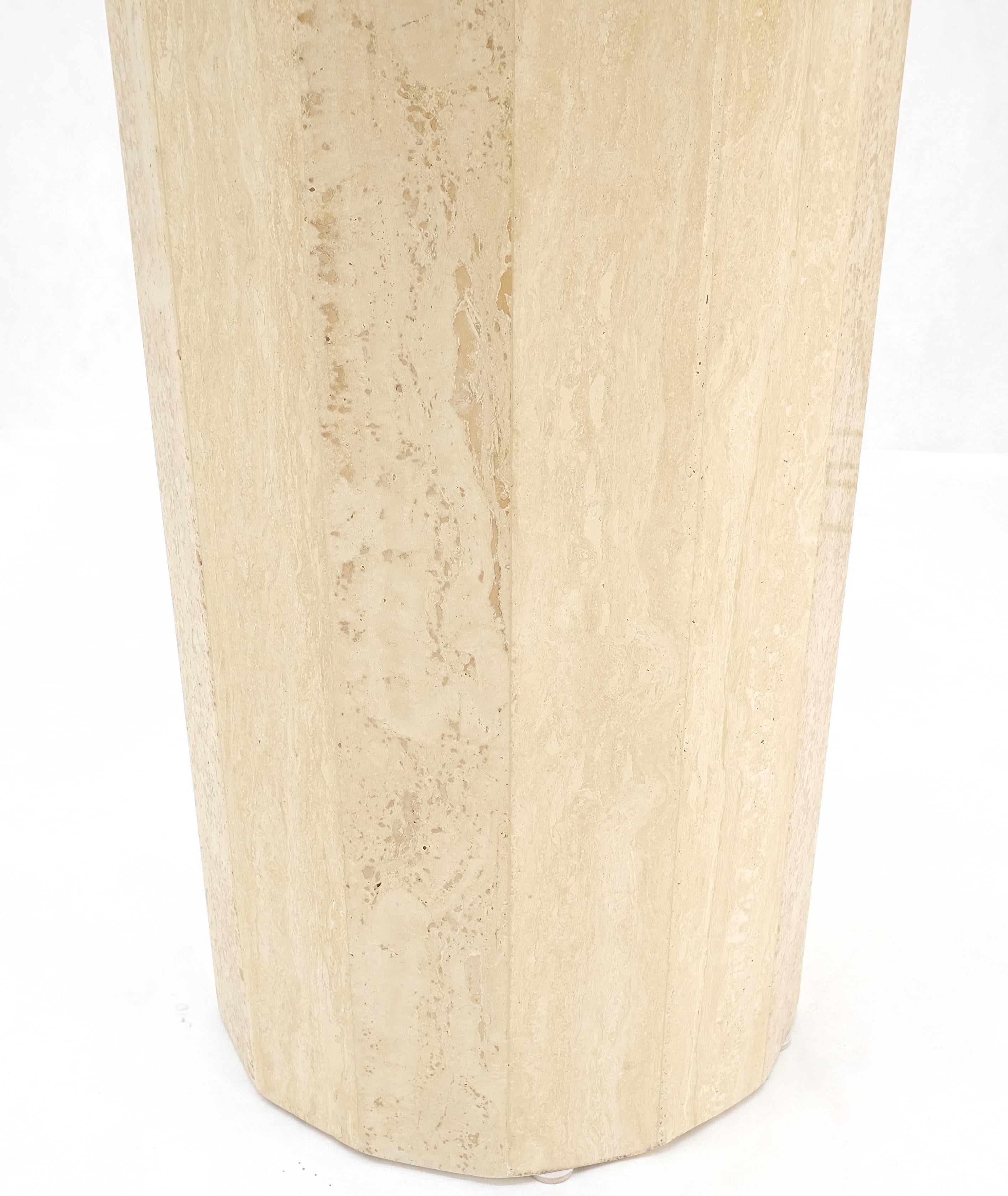 Italian Mid Century Modern Faceted Round Travertine Stone Marble Pedestal MINT! For Sale 4