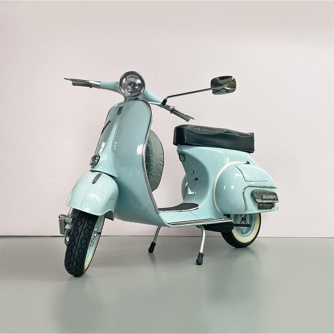 Italian mid century modern famous light blue Vespa 125 Super by Piaggio, 1965.
Vespa 125 Super model, light blue, produced by Piaggio, registered in 1965. New booklet available, together with other historical documents.
Good condition,