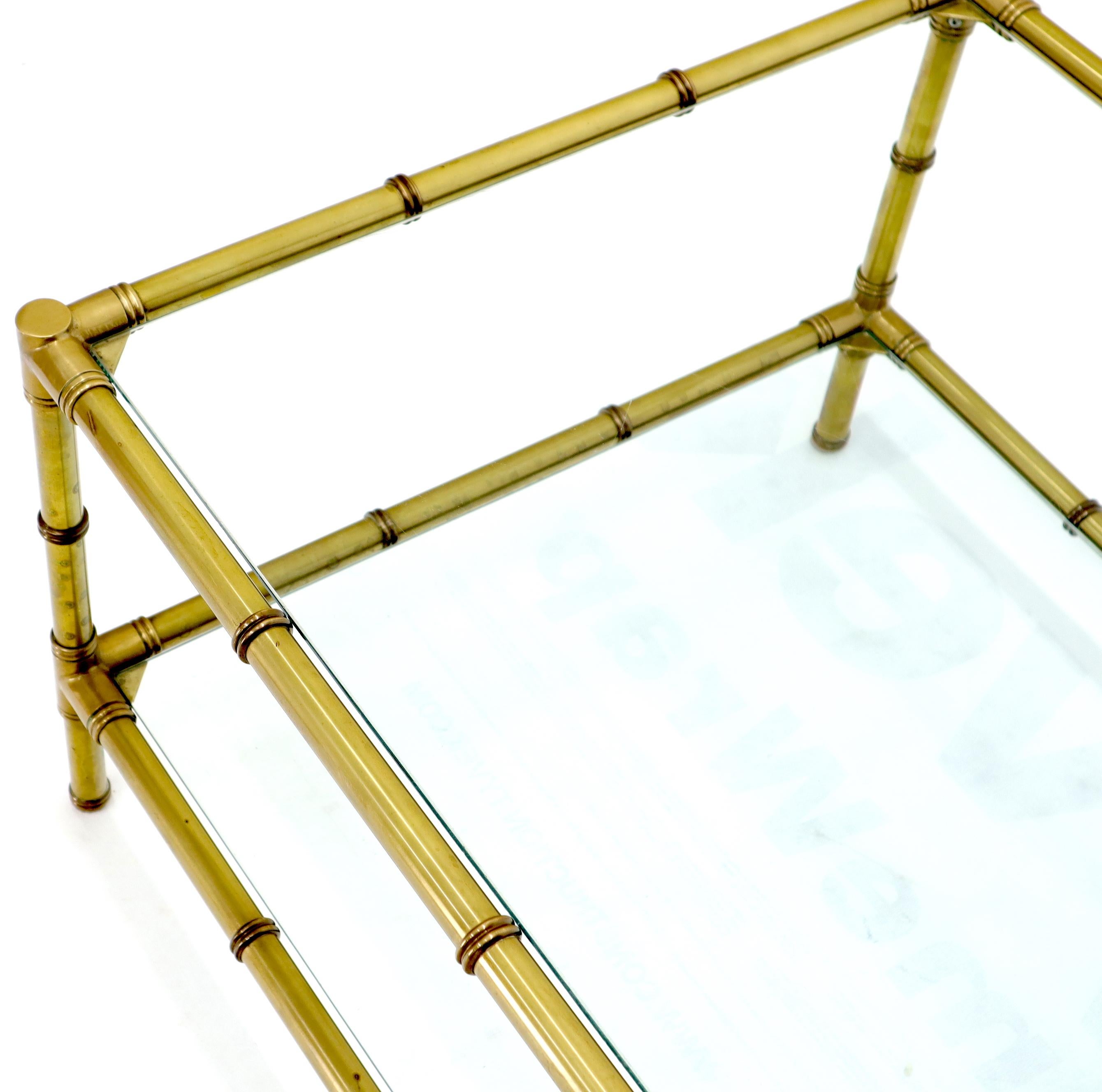 Italian Mid-Century Modern Faux Bamboo Machined Brass Rectangle Two-Tier Coffee For Sale 5