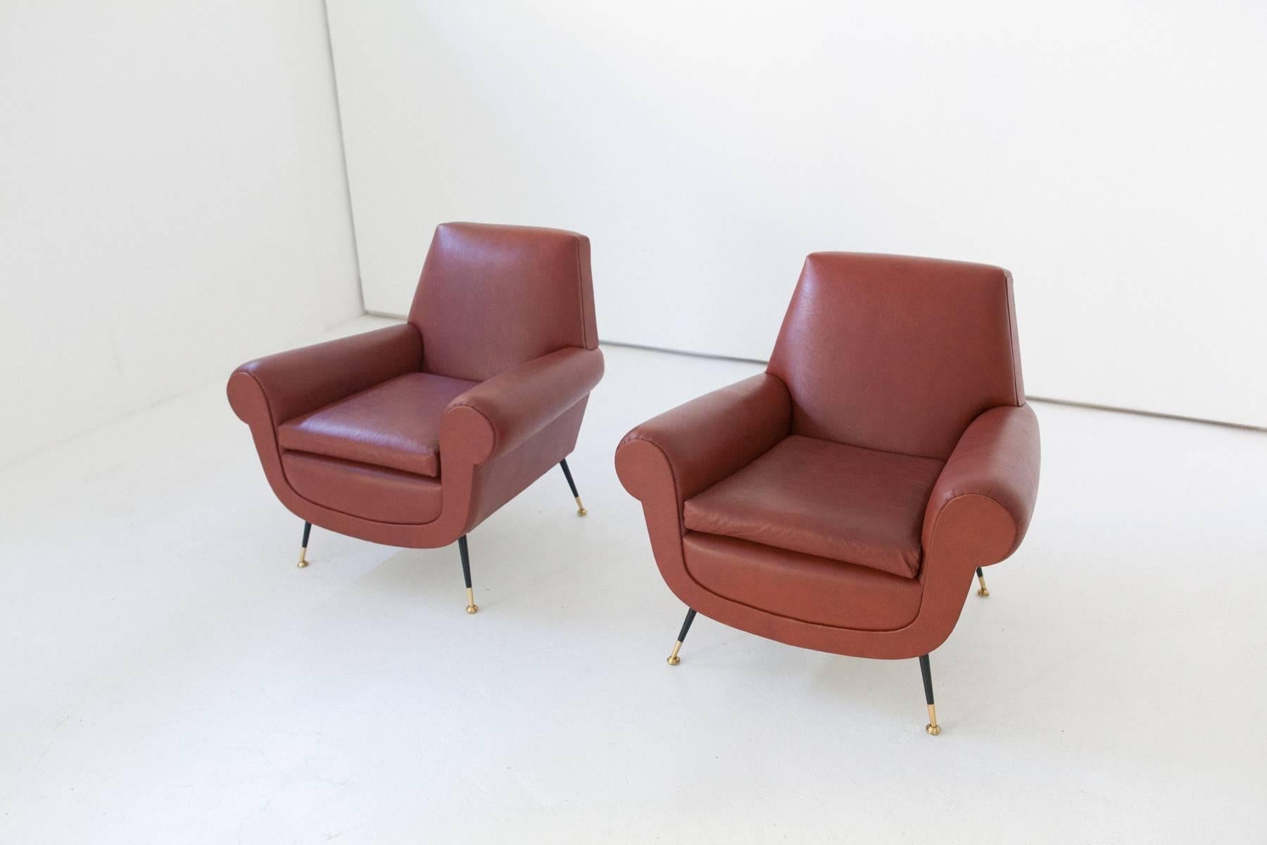 Italian Mid-Century Modern Faux Leather Armchairs by Gigi Radice for Minotti 2