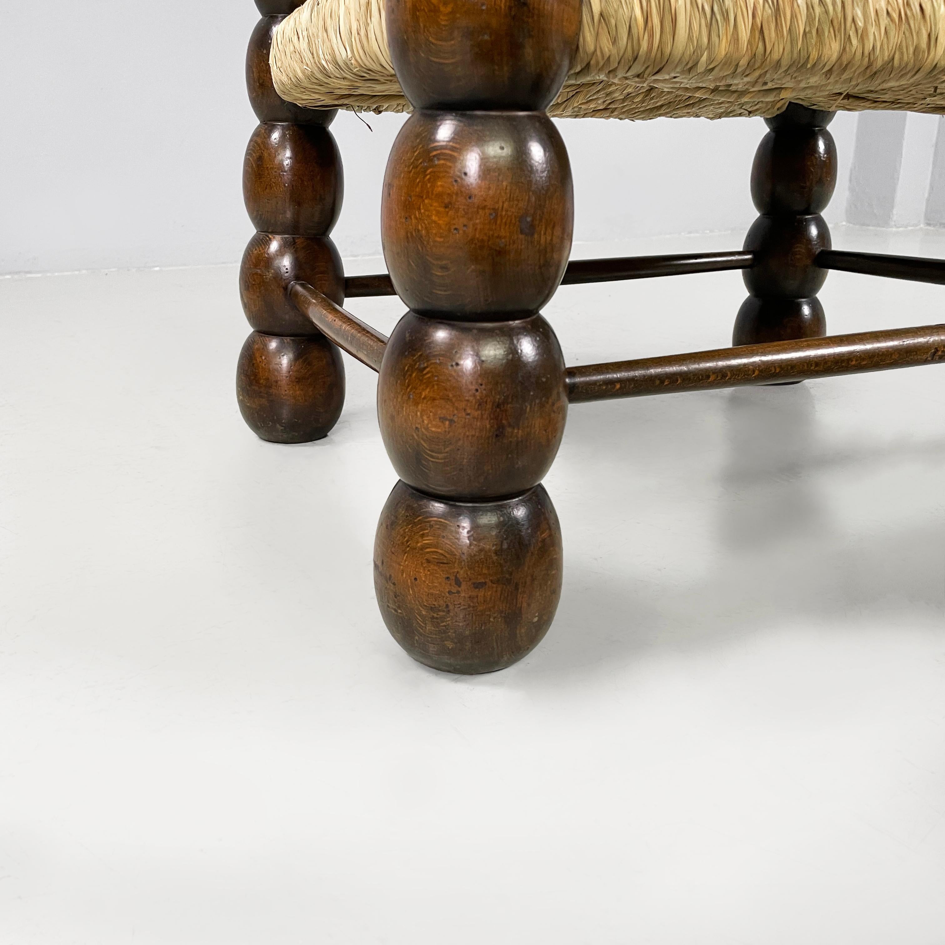 Italian mid-century modern finely crafted armchairs in wood and straw, 1960s For Sale 13
