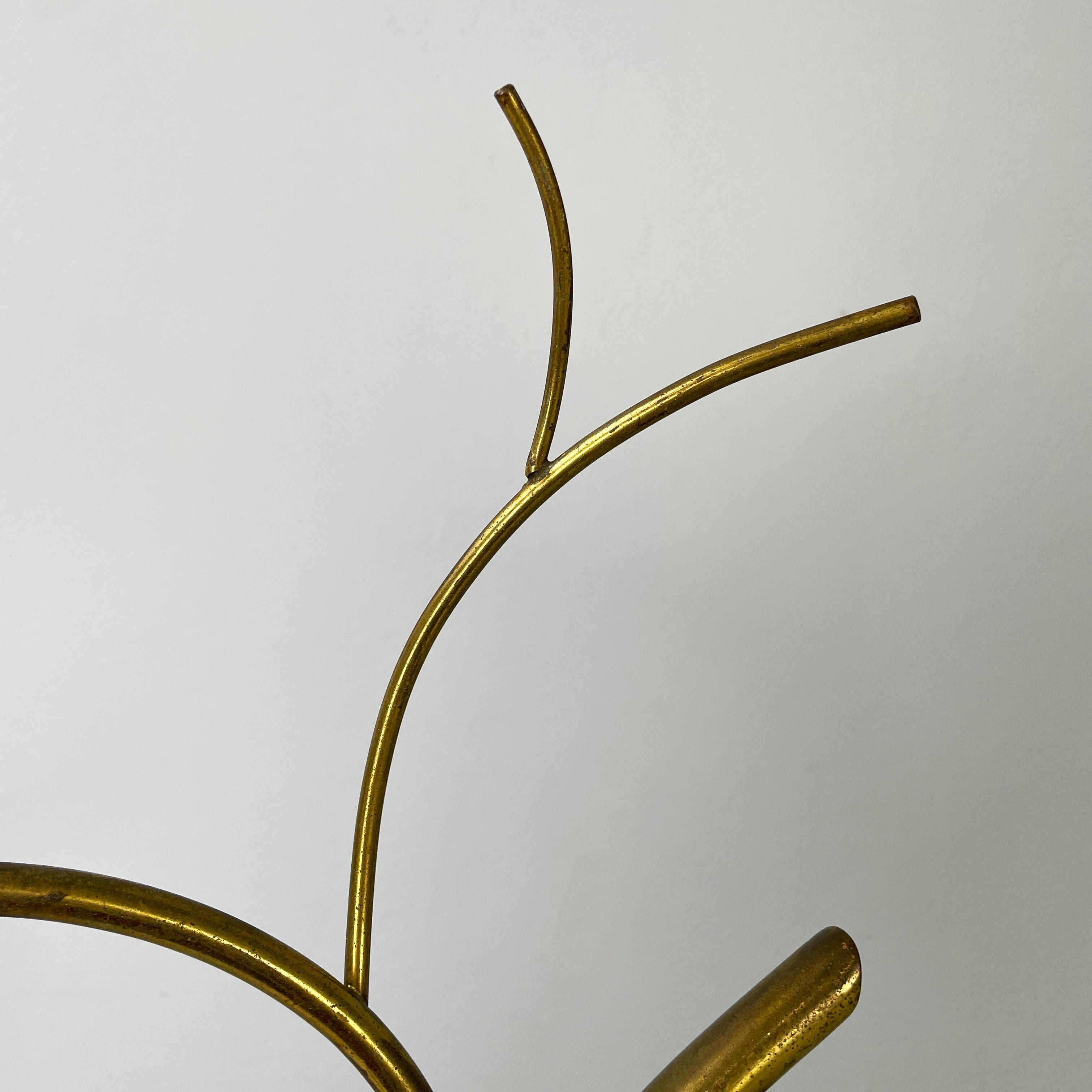 Italian mid-century modern Floor hanger or hat rack in brass rod, 1950s For Sale 2