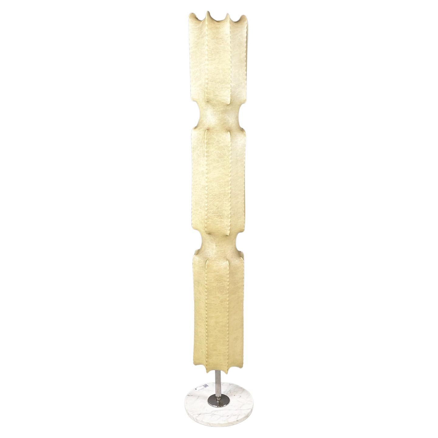 Italian Mid-Century Modern Floor Lamp in Cocoon, White Marble and Metal, 1960s