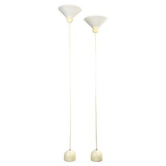Italian Mid-Century Modern Floor Lamp in White Fabric and Metal, 1980s