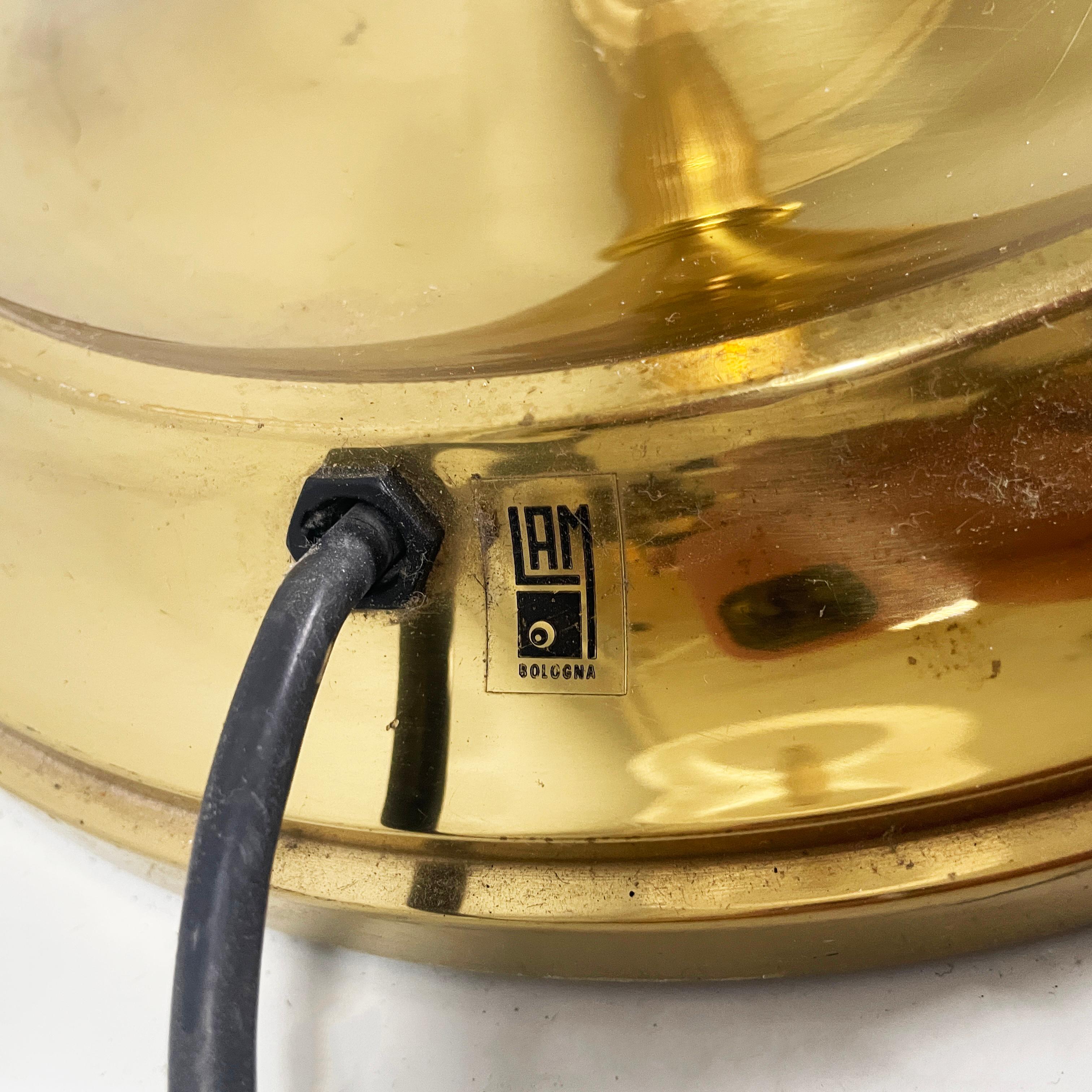 Lampada da terra italiana di metà secolo in tessuto withe in ottone di LAM Bologna anni '60 in vendita 8