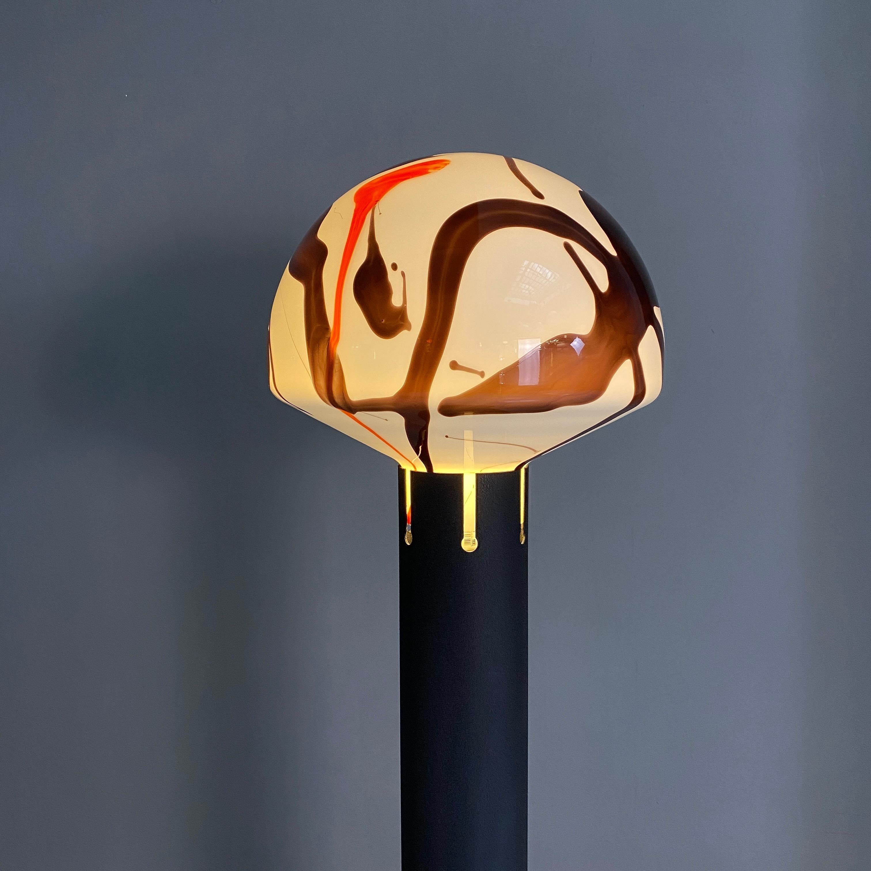 Lámpara de pie italiana de mediados de siglo con cristal de Murano decorado, años 70 en venta 7