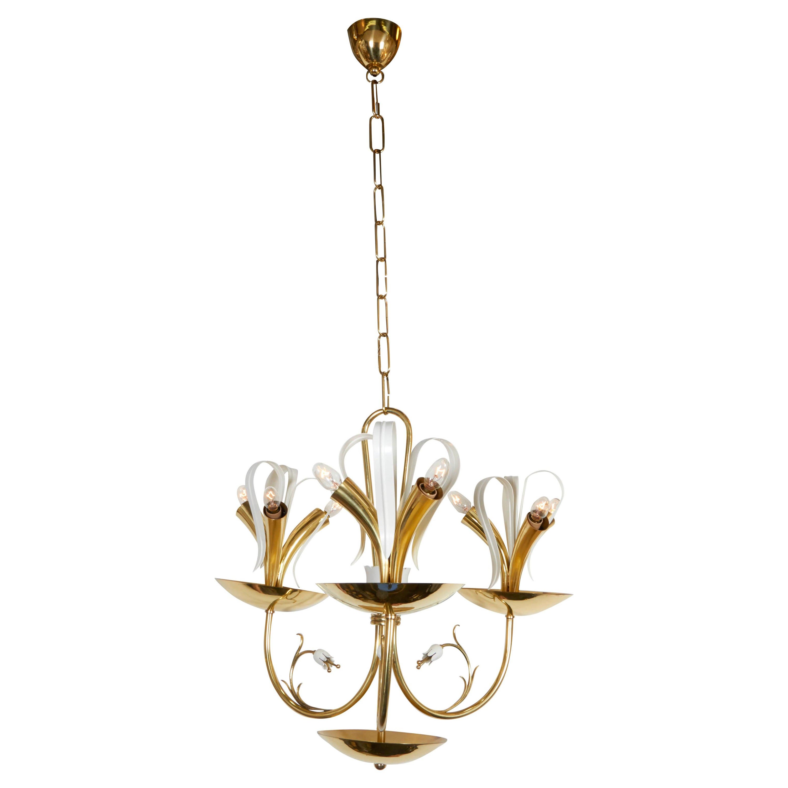 Italian Mid-Century Modern Floral 1940s-1950s Chandelier