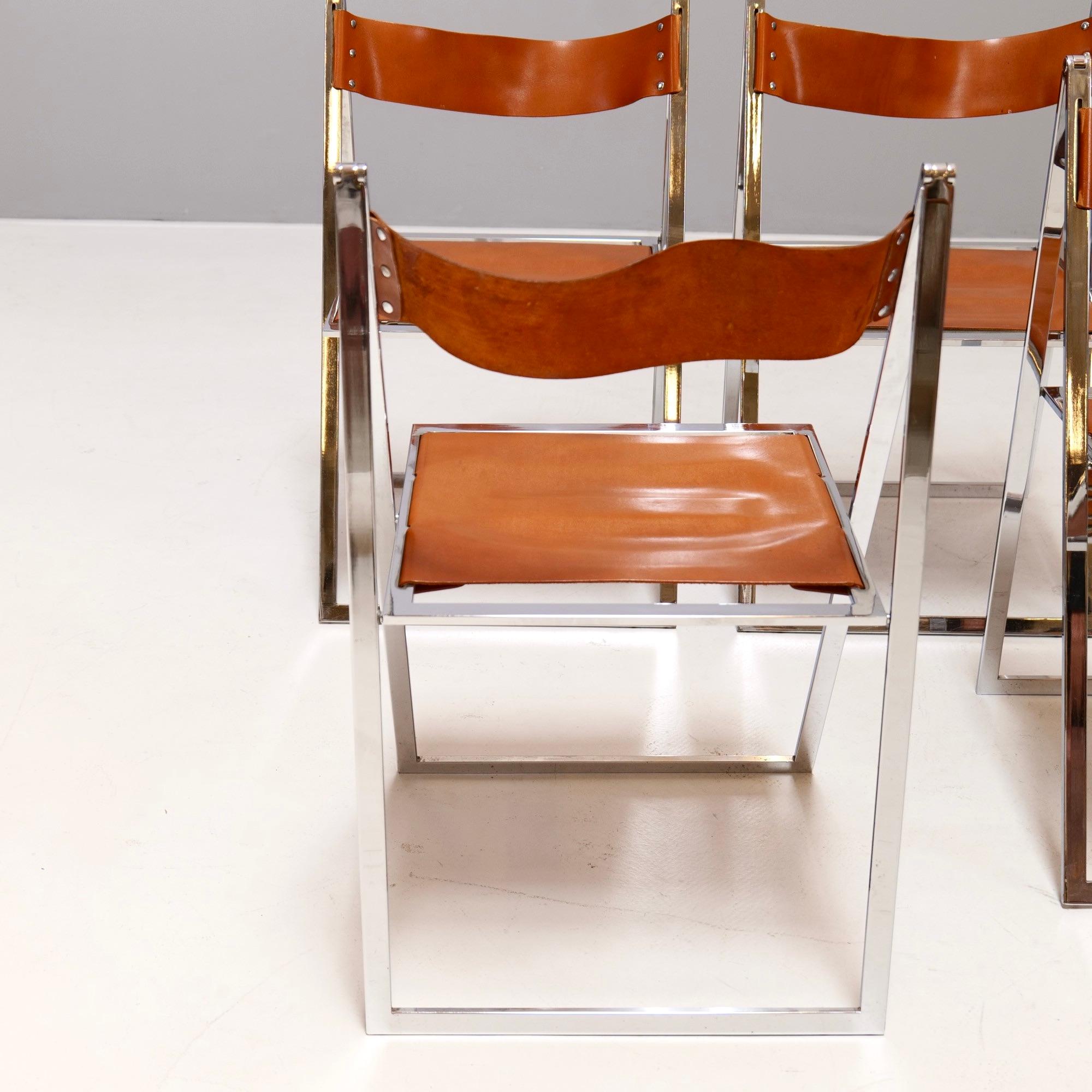 Italian mid century modern folding Chair set by Fontoni & Geraci for Luebke In Good Condition In Saarbrücken, SL