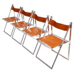 Italian mid century modern folding Chair set by Fontoni & Geraci for Luebke