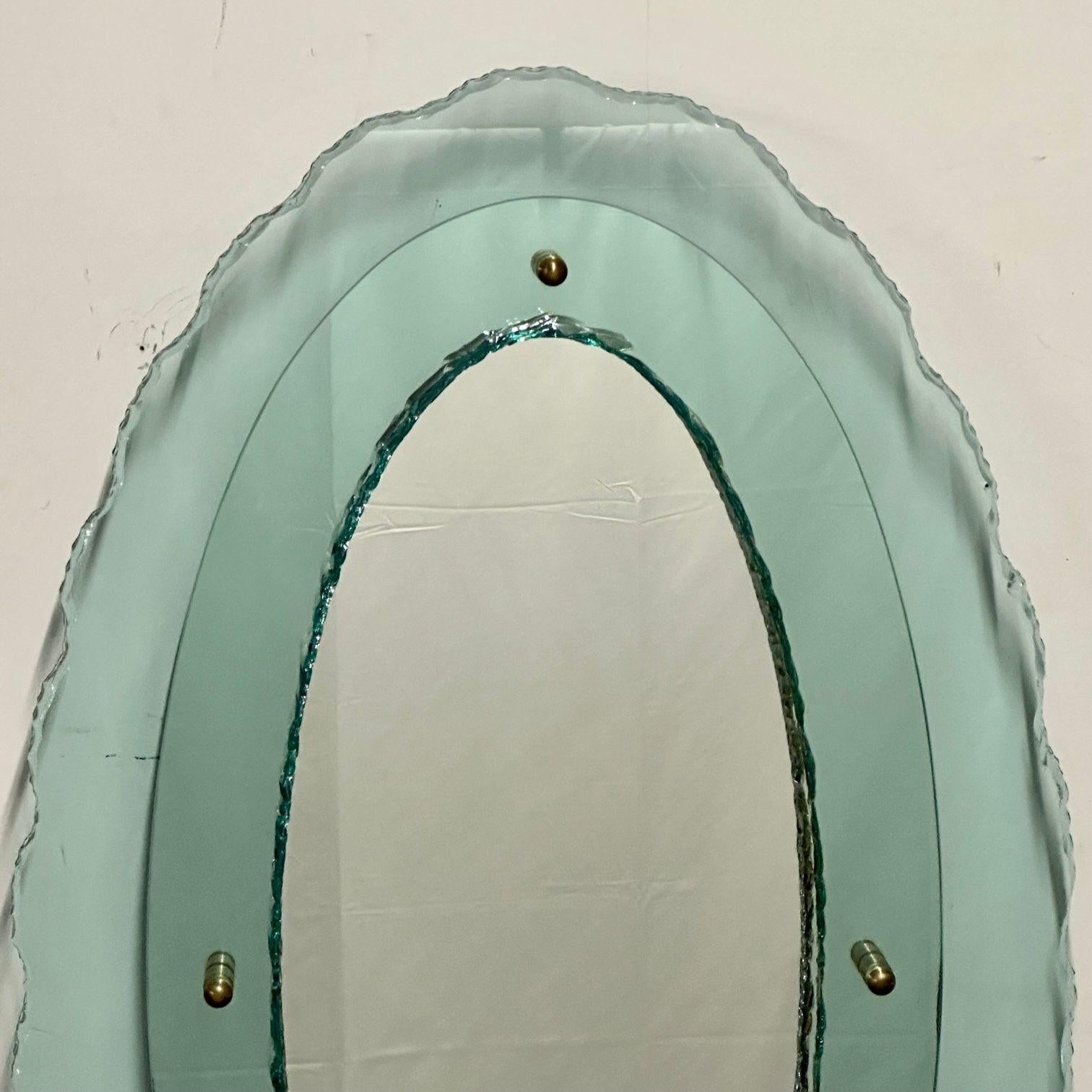 Contemporary Italian Mid-Century Modern Fontana Arte Oval Glass Mirror or Plateau or Tray For Sale
