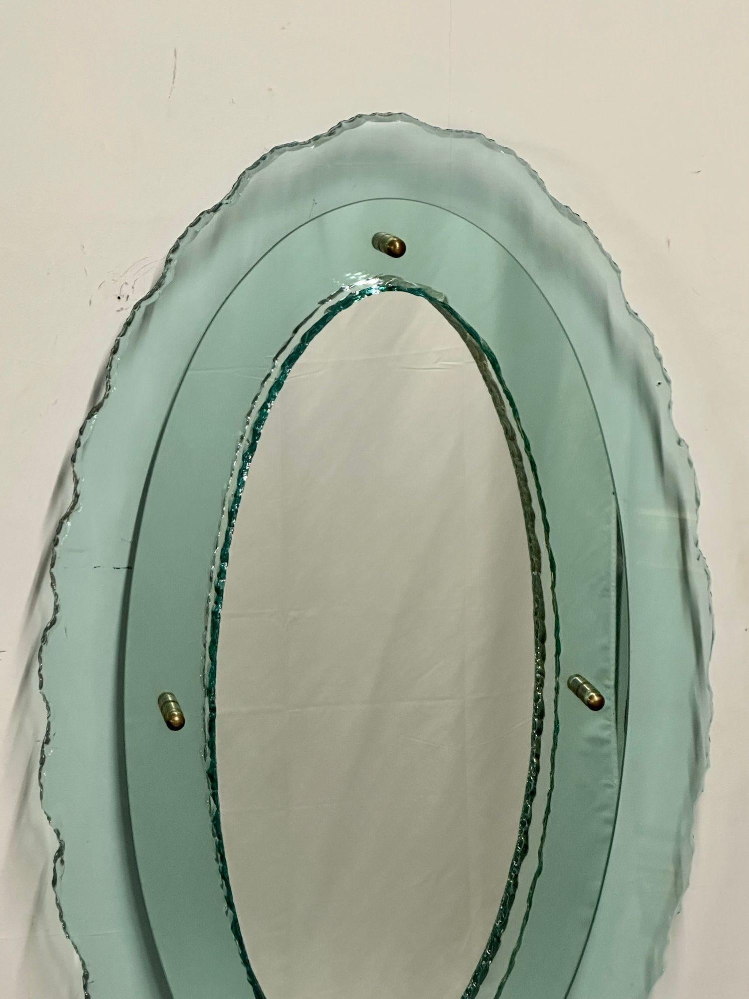 Italian Mid-Century Modern Fontana Arte Oval Glass Mirror or Plateau or Tray For Sale 5