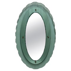 Specchio o piatto o vassoio in vetro ovale italiano di Fontana Arte, della metà del secolo scorso