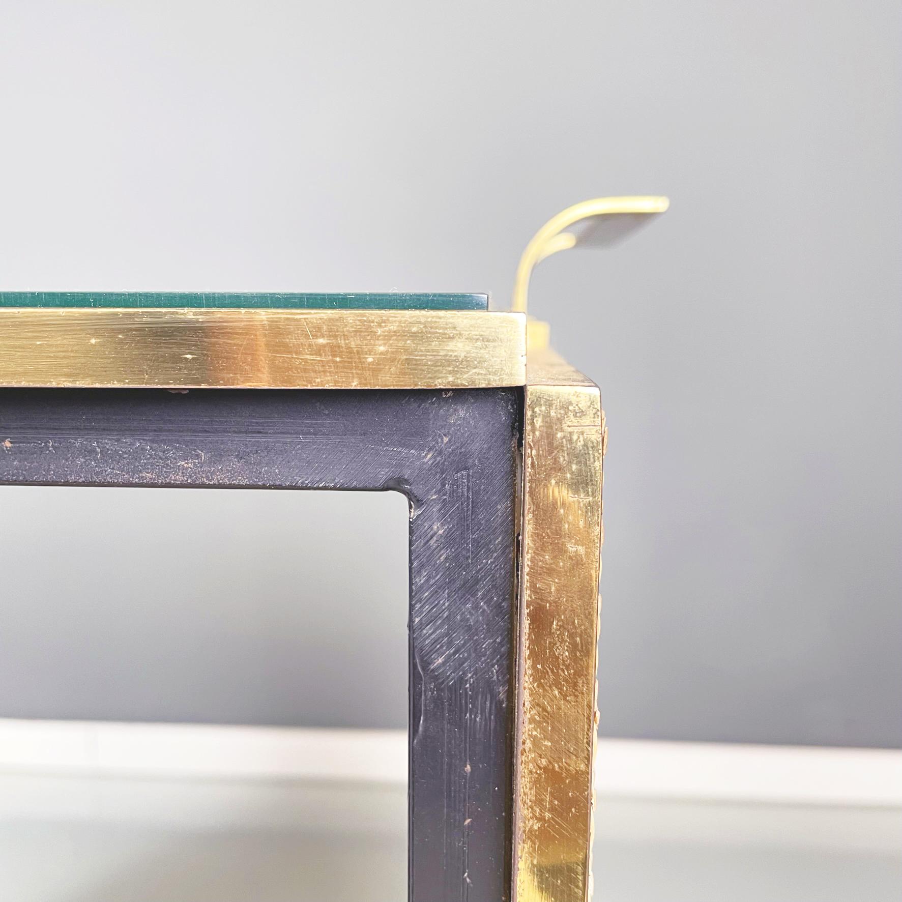 Italian Mid-Century Modern Food Cart in Straw, Black Metal, Brass, Glass, 1950s 3