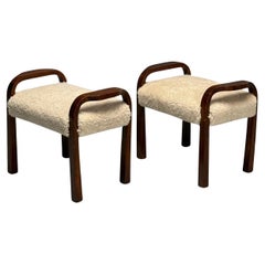 The MODERNITY, poufs, beige, acajou, Italie, années 1950