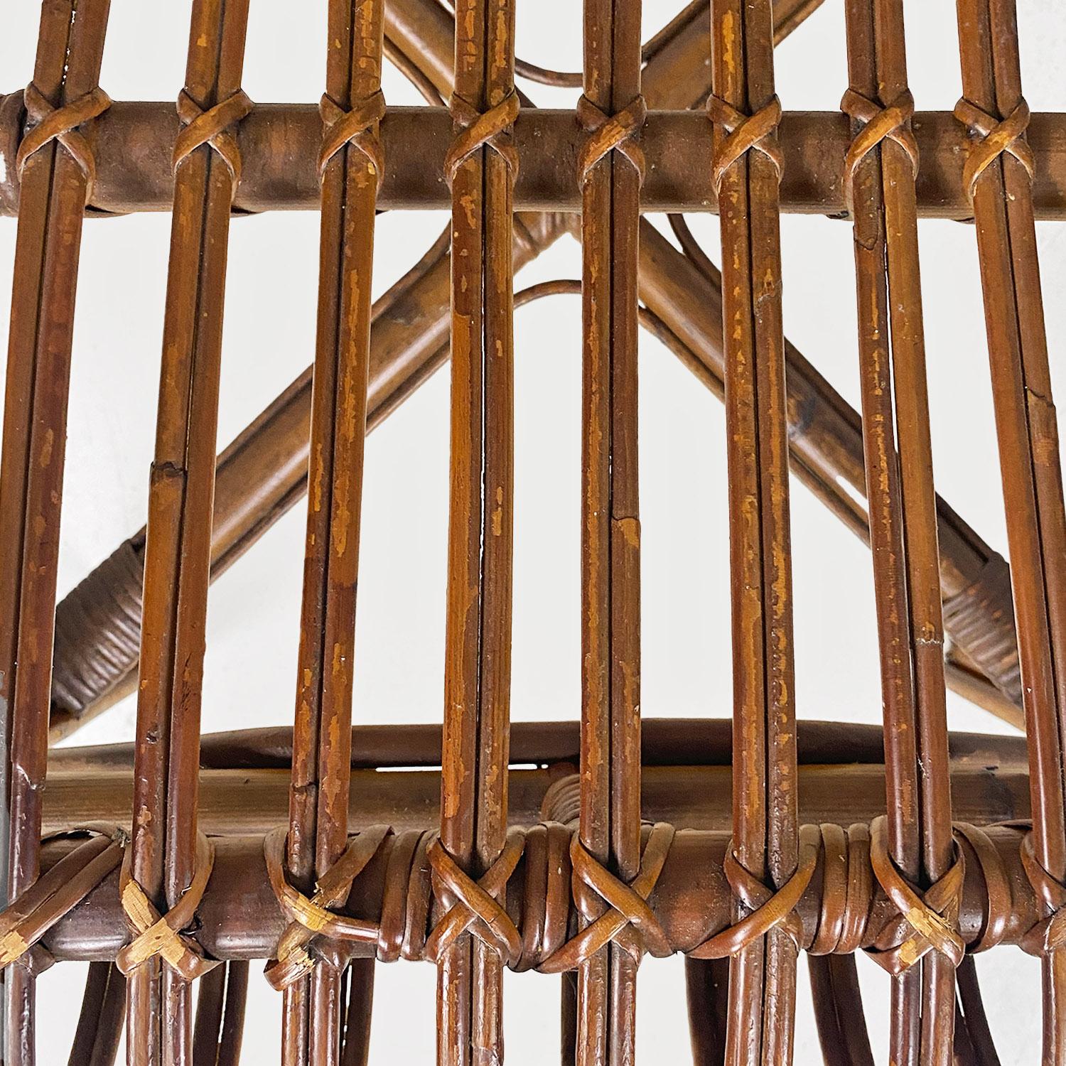 Italian mid century modern four rattan armchairs with armrests, 1960s For Sale 9