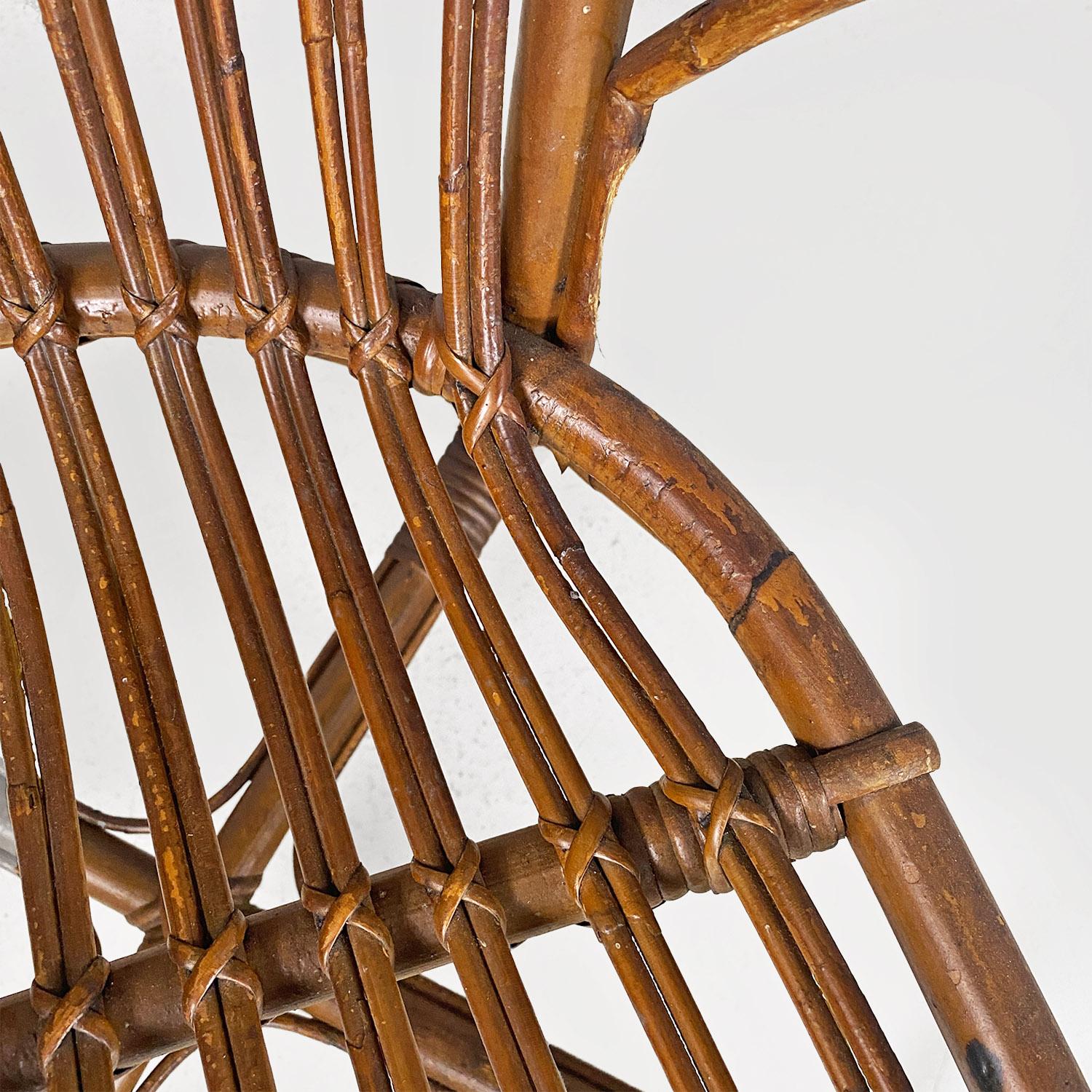 Italian mid century modern four rattan armchairs with armrests, 1960s For Sale 10