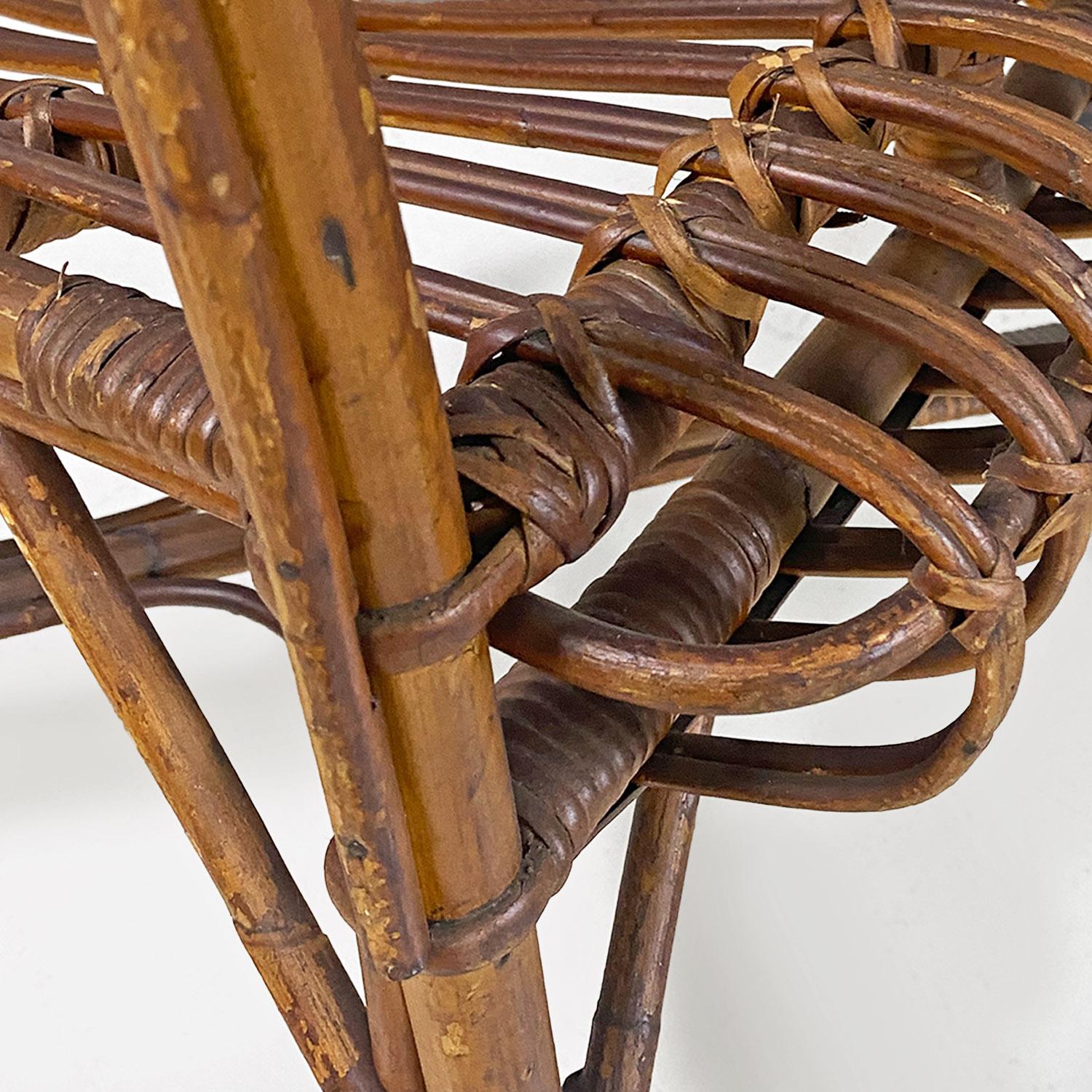 Italian mid century modern four rattan armchairs with armrests, 1960s For Sale 11