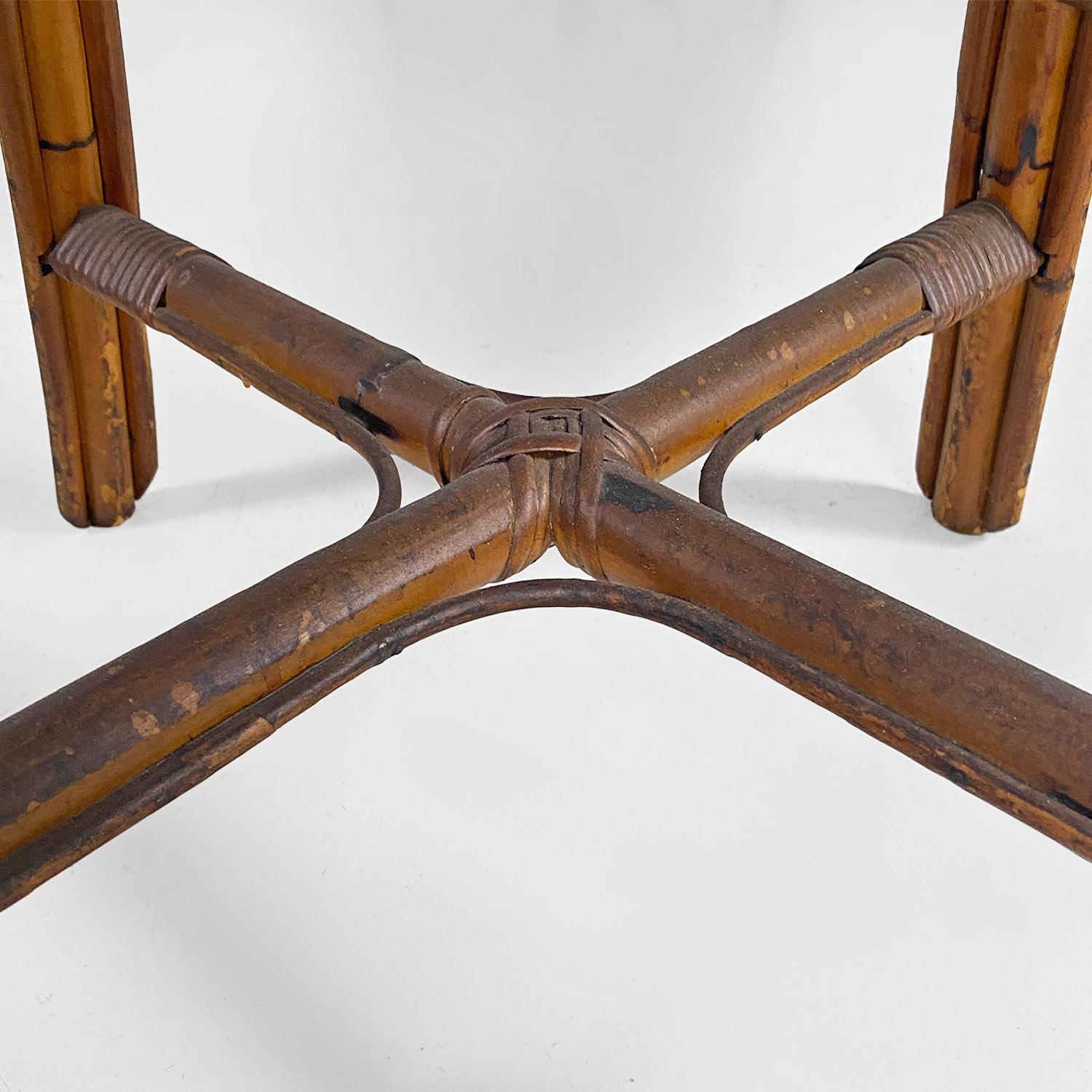 Italian mid century modern four rattan armchairs with armrests, 1960s For Sale 13