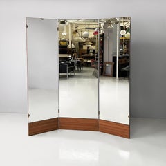 Italian mid-century modern free-standing mirror with three wooden doors, 1960s