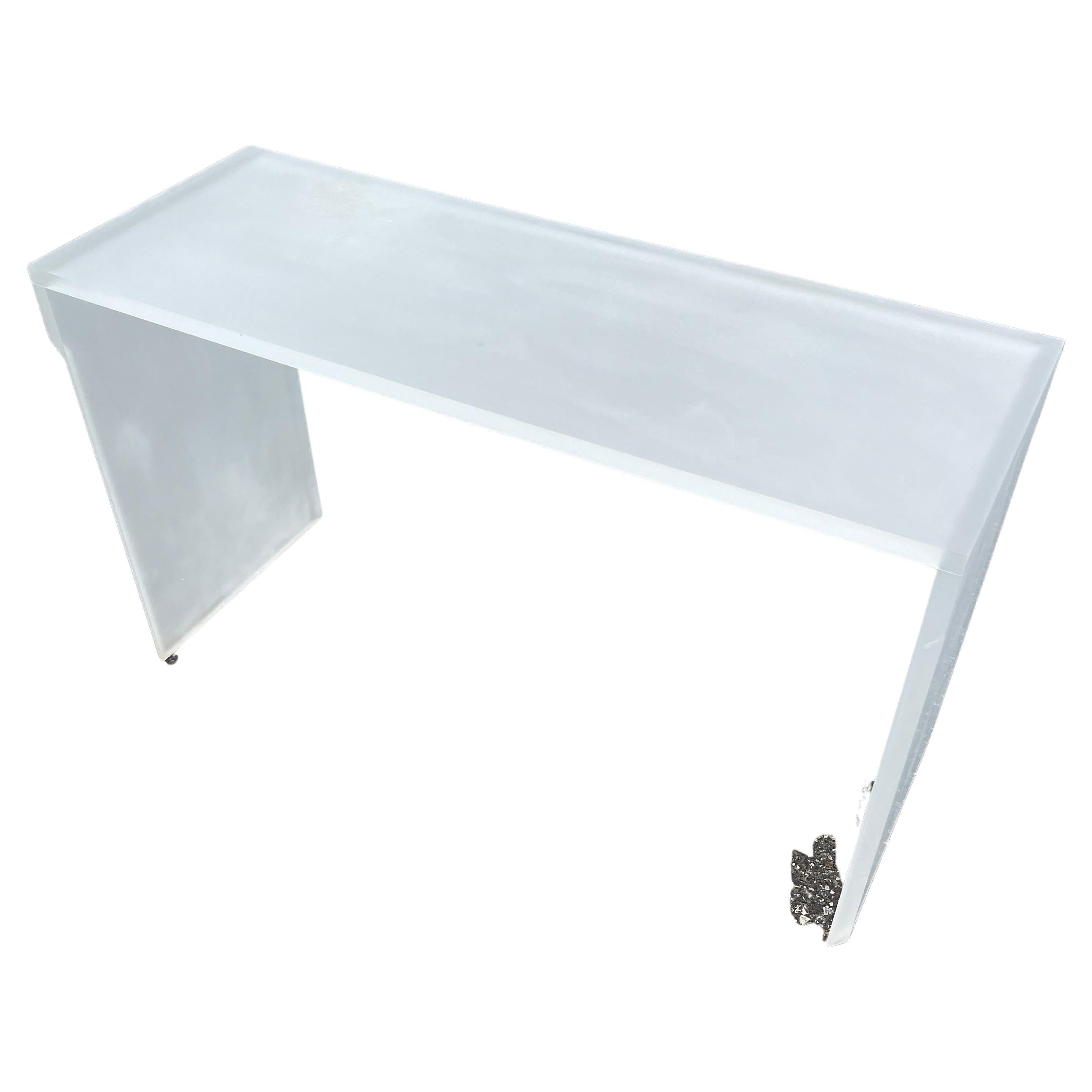 20th Century Italian Mid-Century Modern Frosted Lucite Console, 1970's For Sale