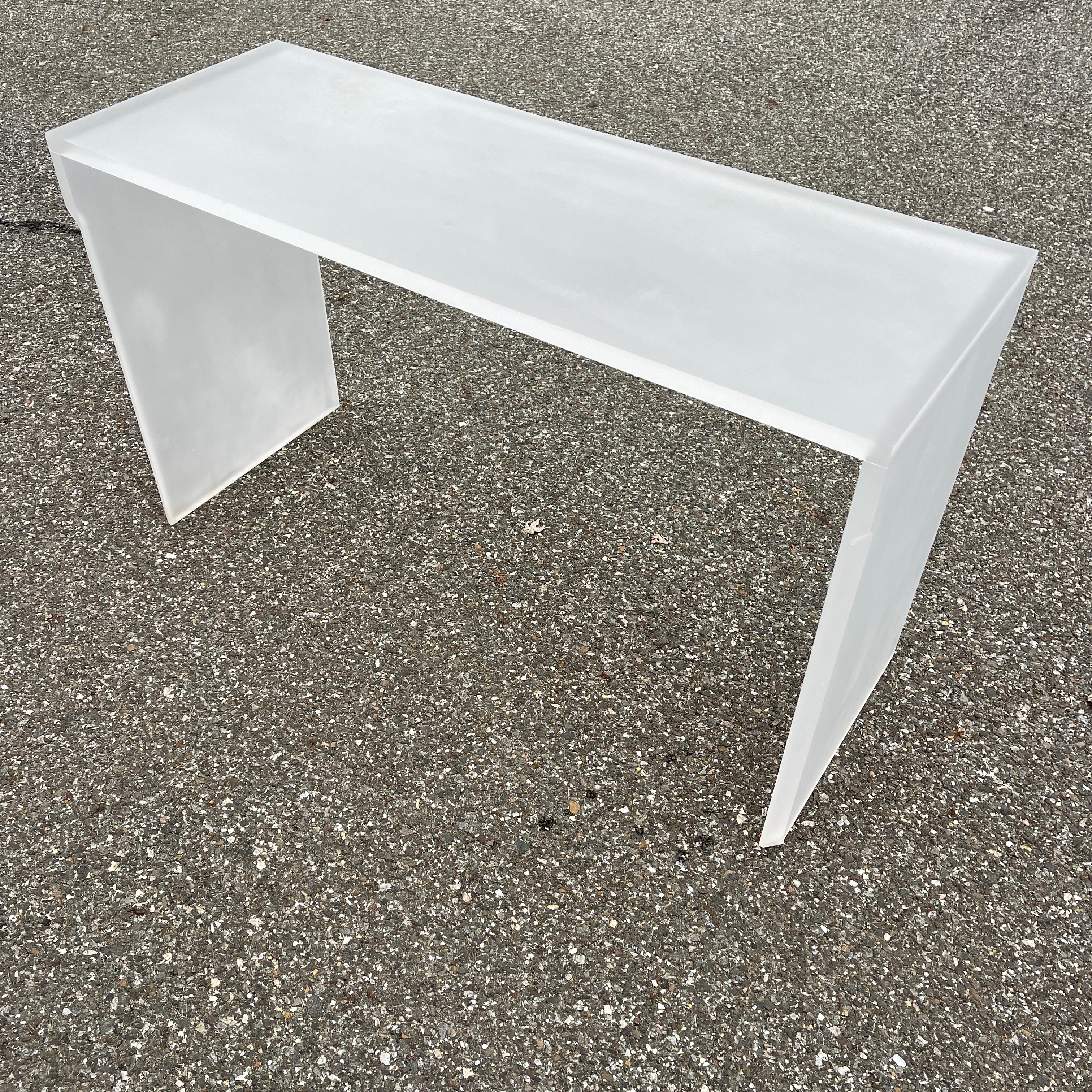 Italian Mid-Century Modern Frosted Lucite Console, 1970's For Sale 1