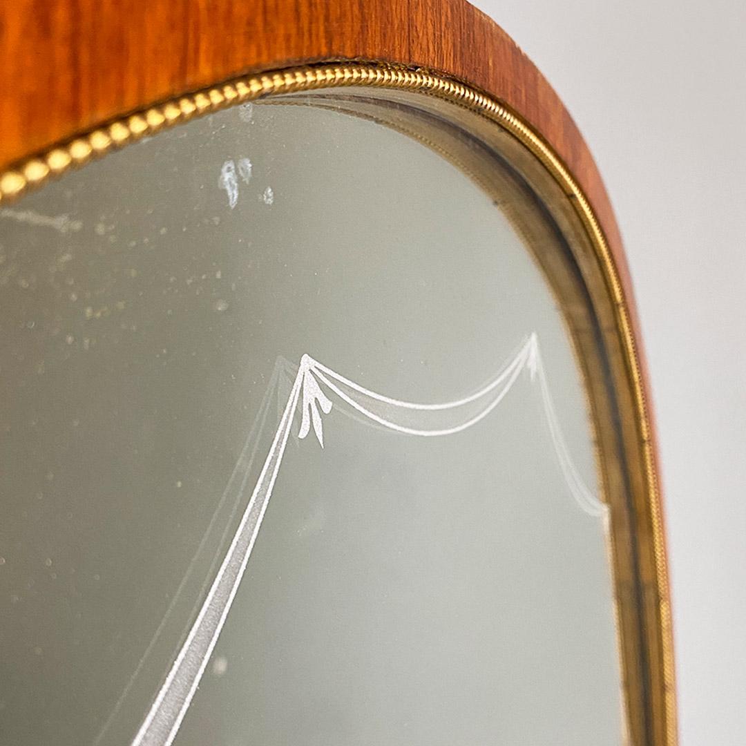 Italian mid century modern full-length mirror, wooden tilting structure, 1950s For Sale 1
