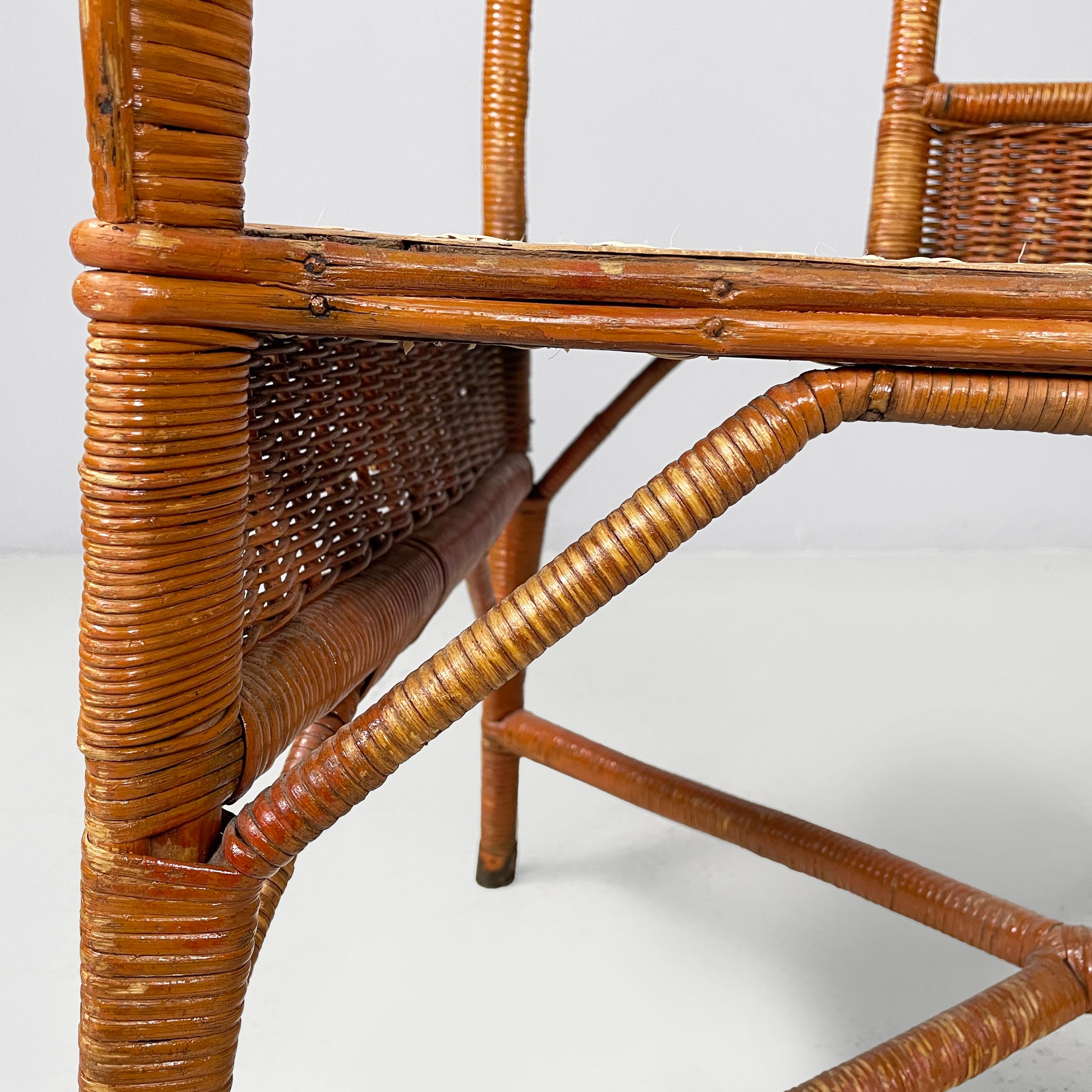 Sillones de jardín modernos italianos de mediados de siglo en ratán y paja, años 60 en venta 8